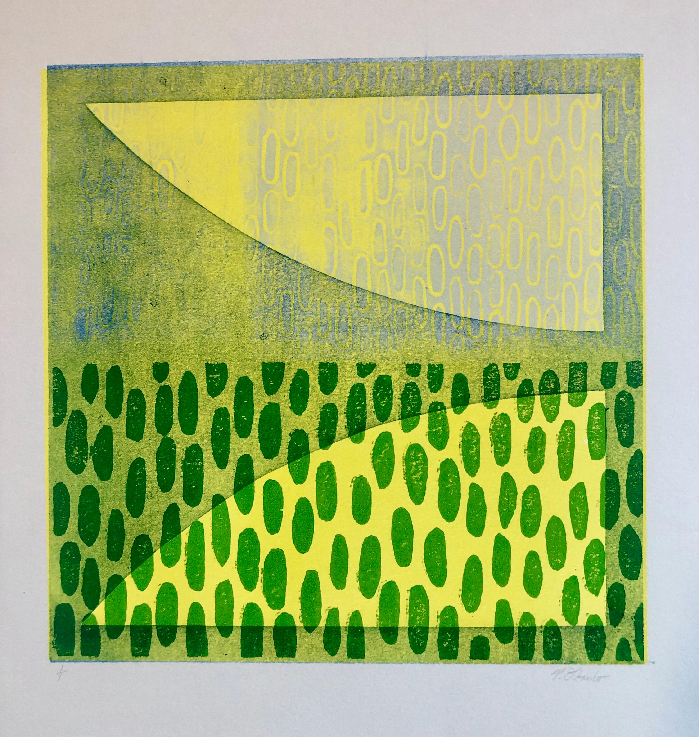 Stampa astratta modernista colorata e audace Monoprint Monotype Painting Print Pierre Obando