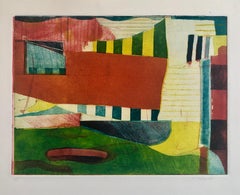 Abstracto Modernista Colorido Negrita Monocopia Monotipo Pintura Imprimir Pierre Obando