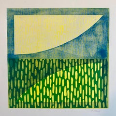 Stampa astratta modernista colorata e audace Monoprint Monotype Painting Print Pierre Obando