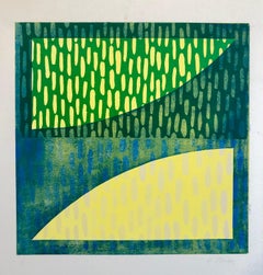 Stampa astratta modernista colorata e audace Monoprint Monotype Painting Print Pierre Obando