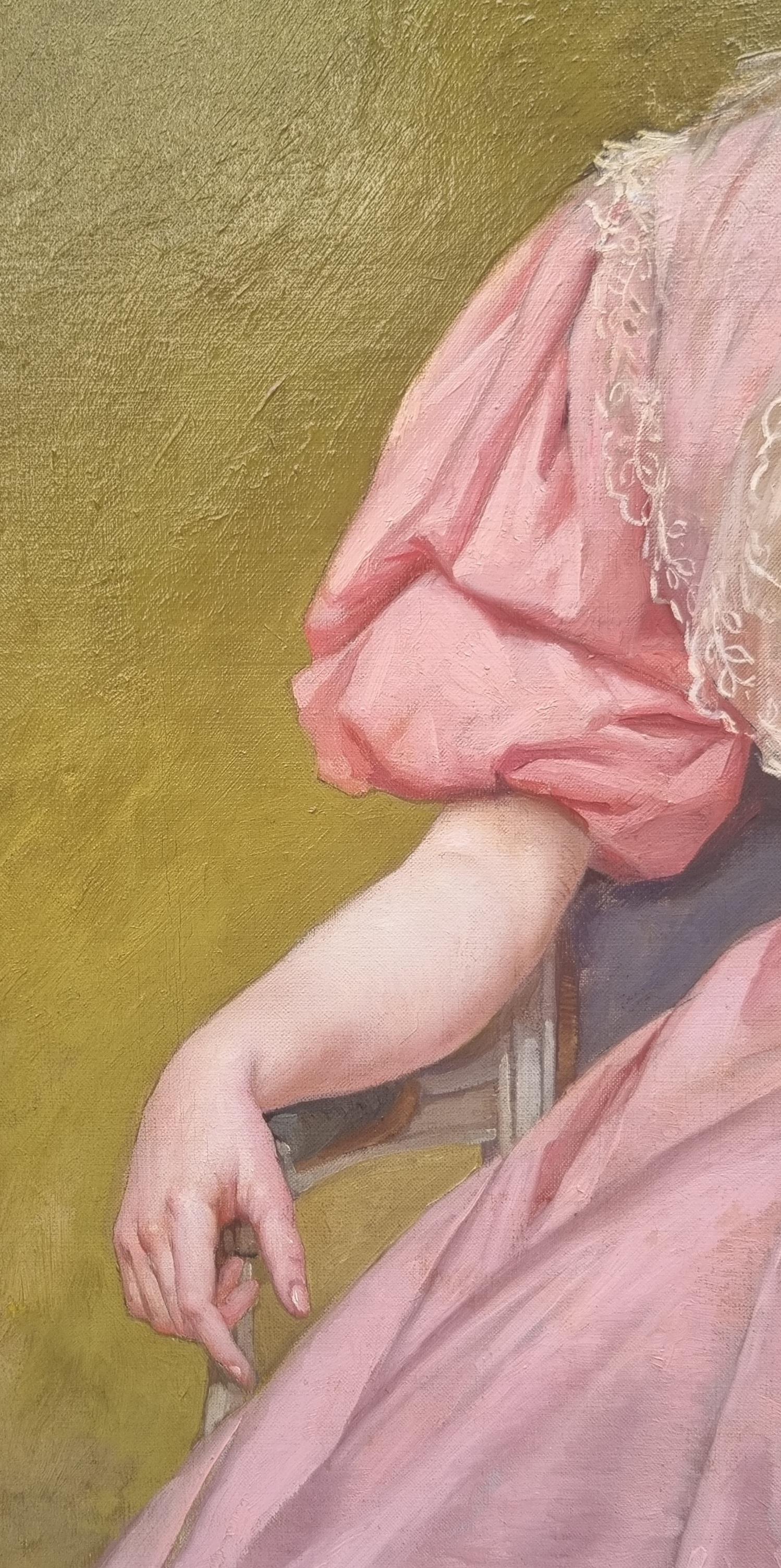 Pierre OUTIN
Moulins, 1840 - Paris, 1899
Porträt einer jungen Frau mit einem Fächer
Öl auf Leinwand
55 x 46 cm (66 x 60,5 cm mit Rahmen)
Rechts signiert 