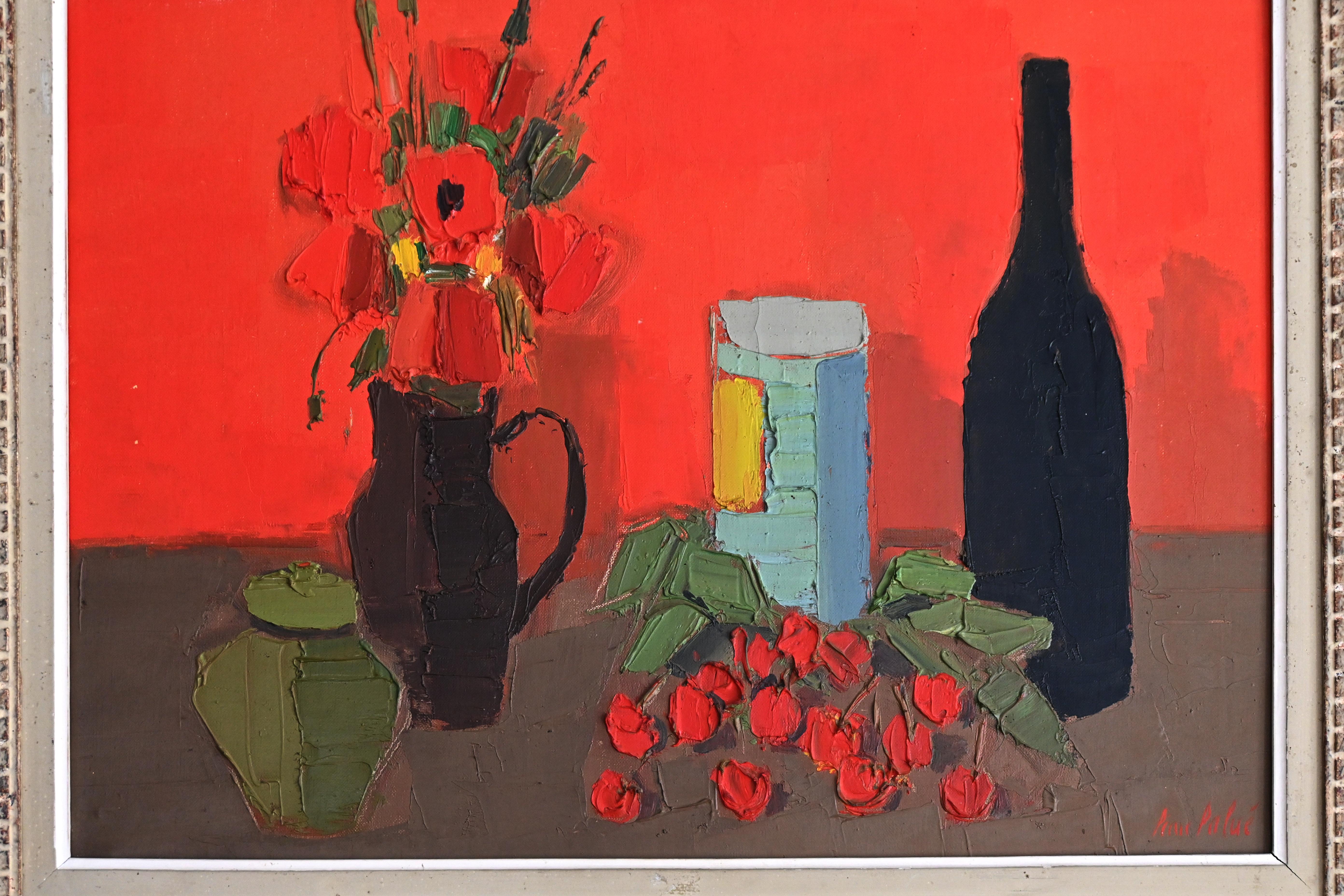 Still Life With Cherries, Oil on canvas signed lower right For Sale 5