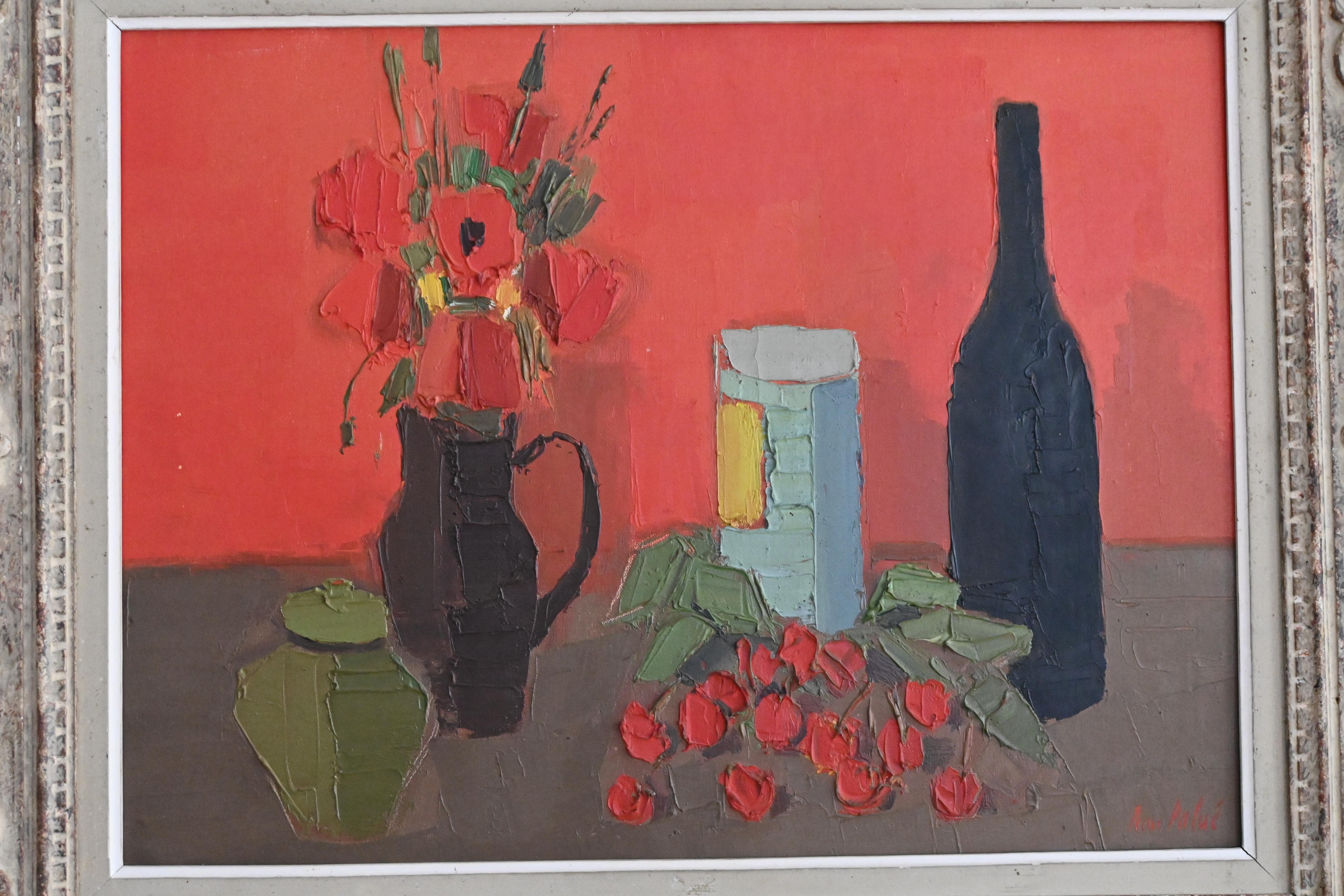 Still Life With Cherries, Oil on canvas signed lower right For Sale 2