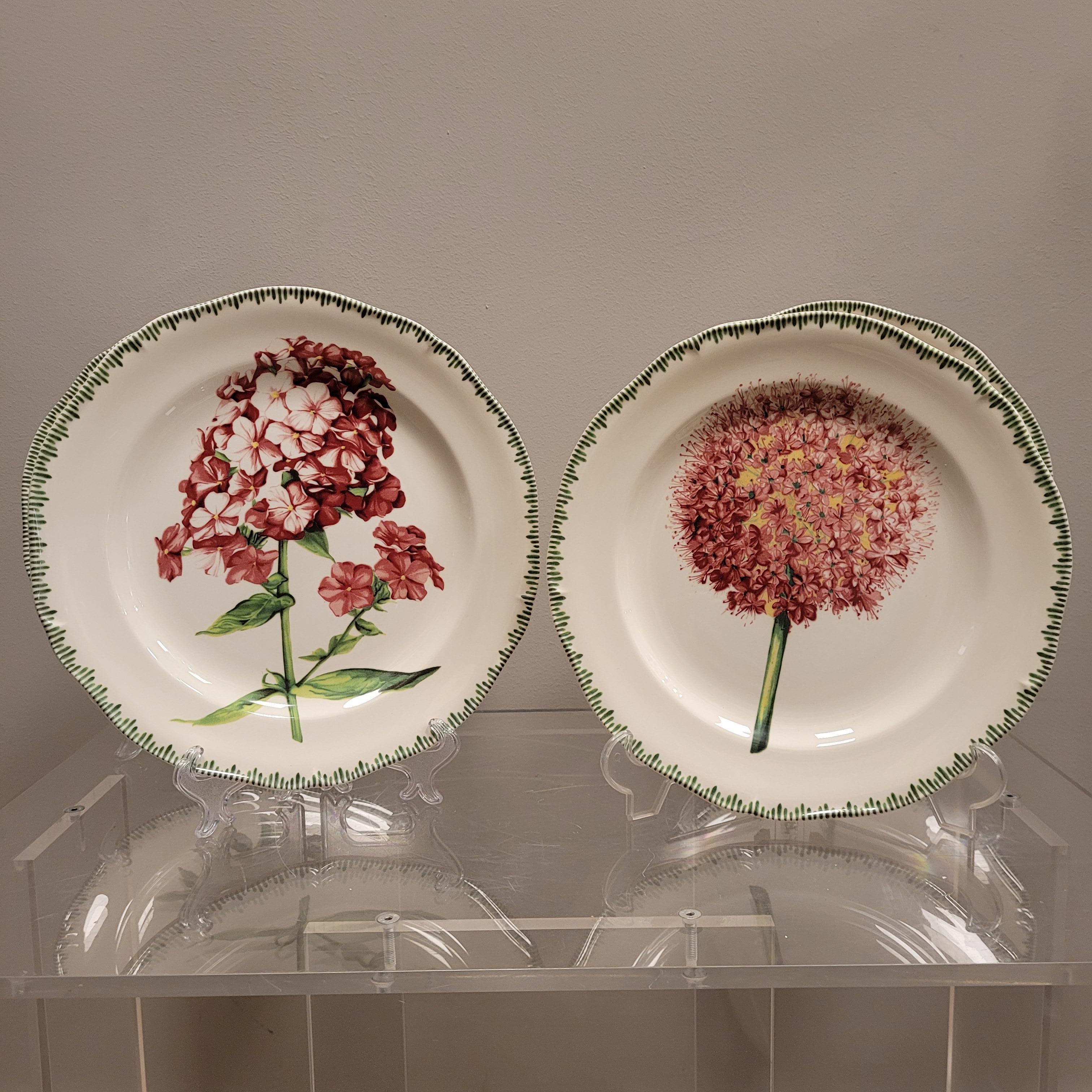 Pierre Patrick Frey Gien  Porcelain Flowers  6 Luncheon Salad Plate For Sale 3
