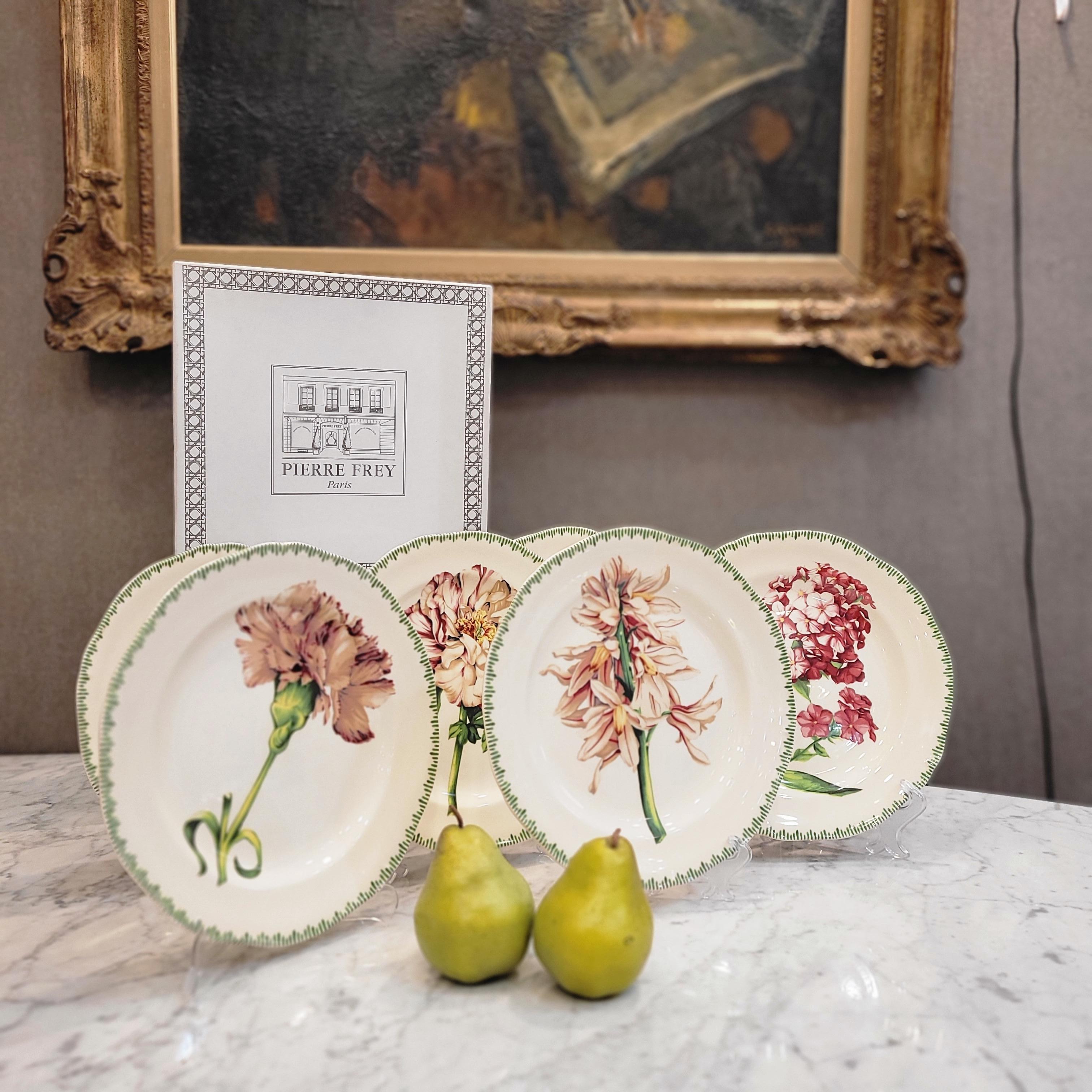 Pierre Patrick Frey Gien  Porcelain Flowers  6 Luncheon Salad Plate 13