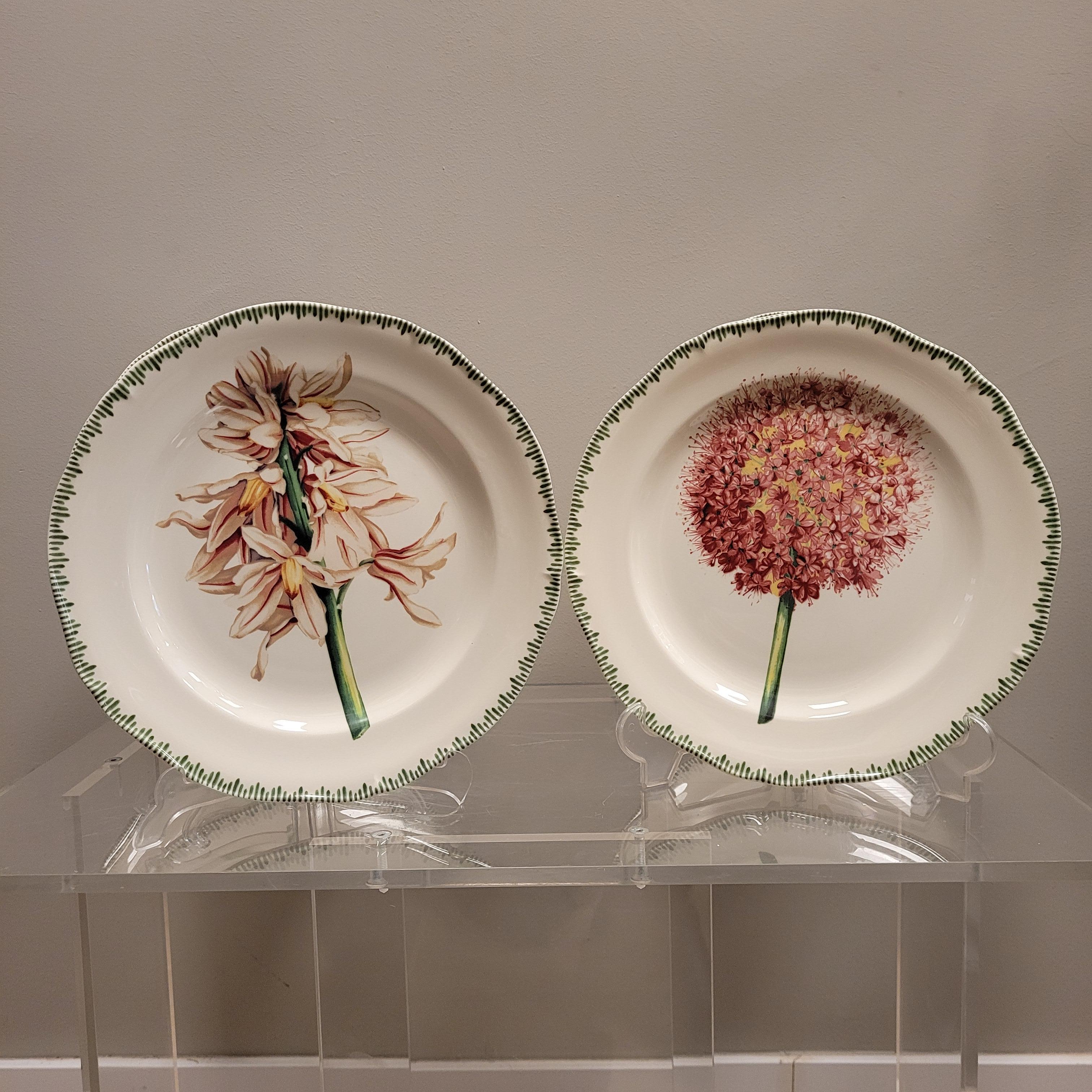 Pierre Patrick Frey Gien  Porcelain Flowers  6 Luncheon Salad Plate For Sale 1