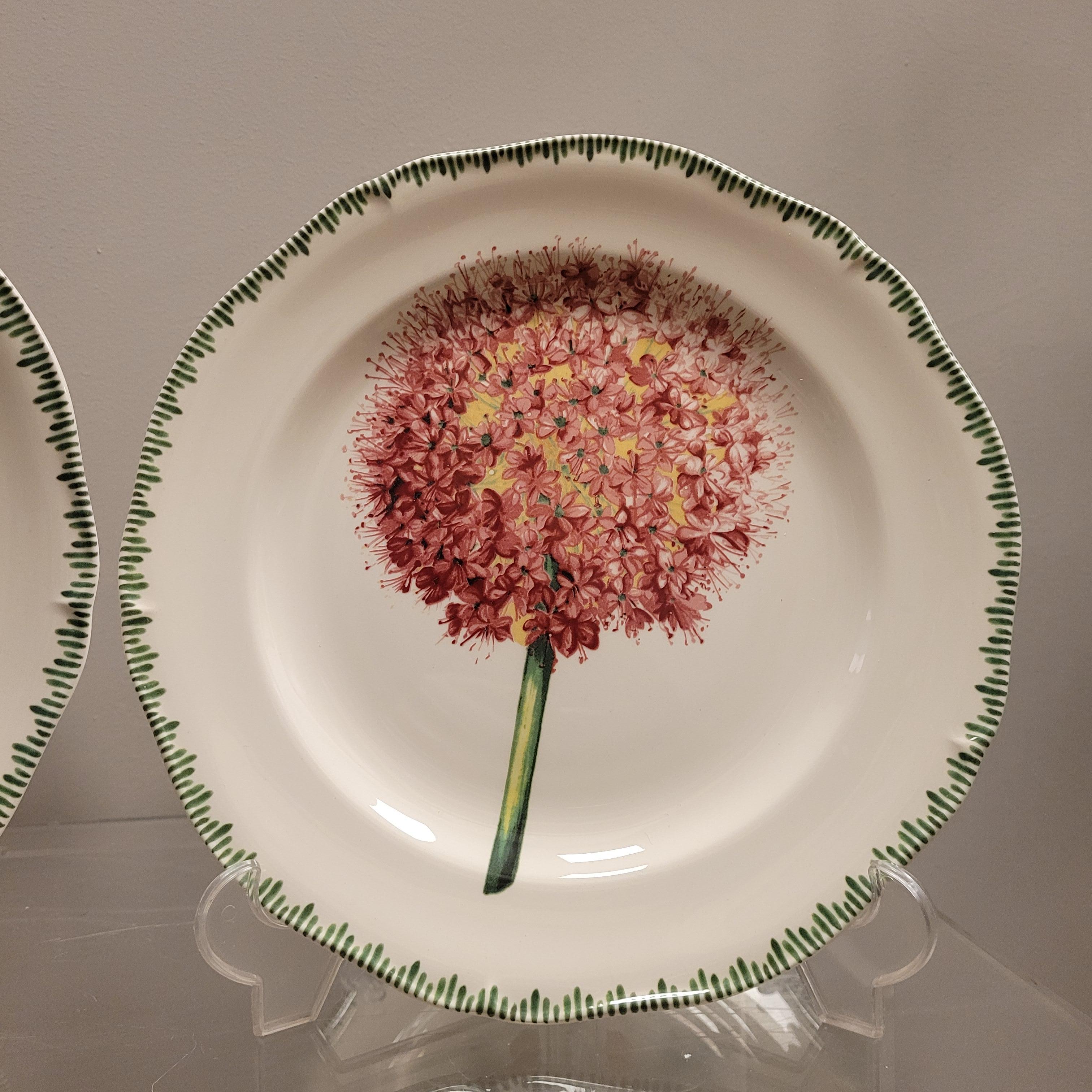 Pierre Patrick Frey Gien  Porcelain Flowers  6 Luncheon Salad Plate For Sale 2