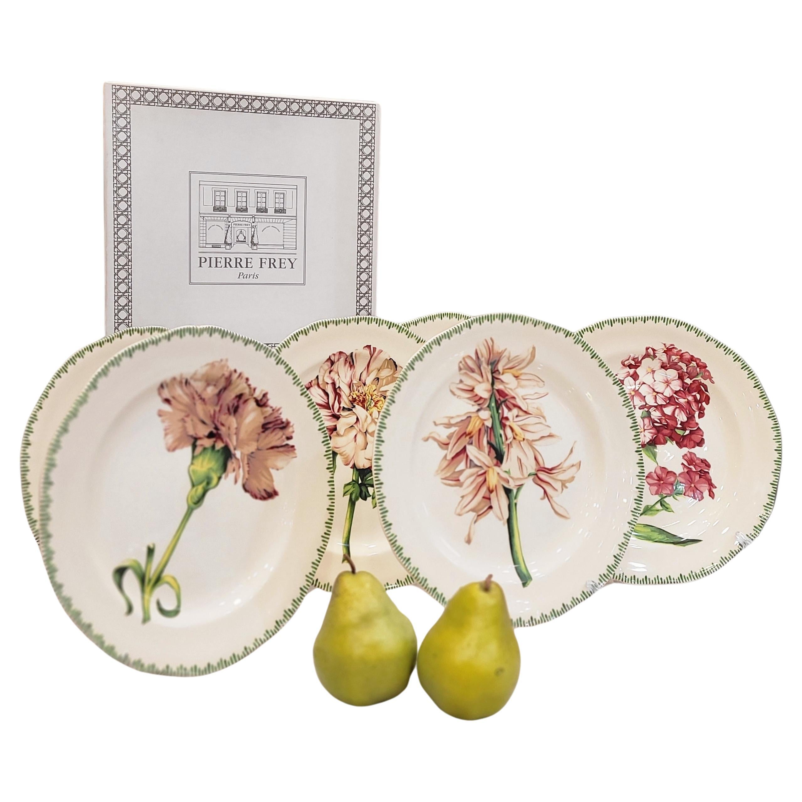 Pierre Patrick Frey Gien  Fleurs en porcelaine  6 Assiette à salade