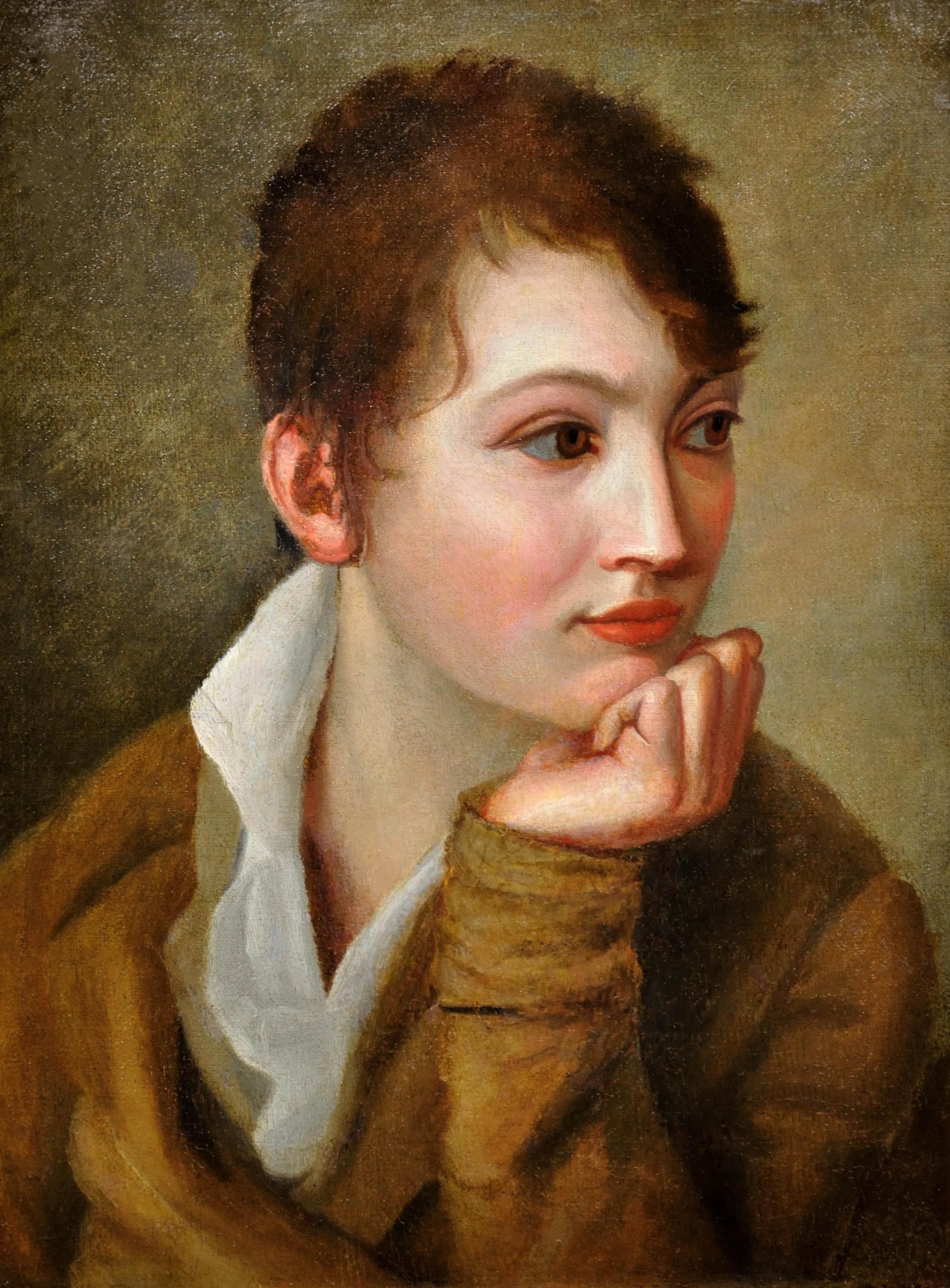 Late 18th Or Early 19th Century Portrait Of La Gamine With Androgynous Charm - Painting by Pierre-Paul Prudhon