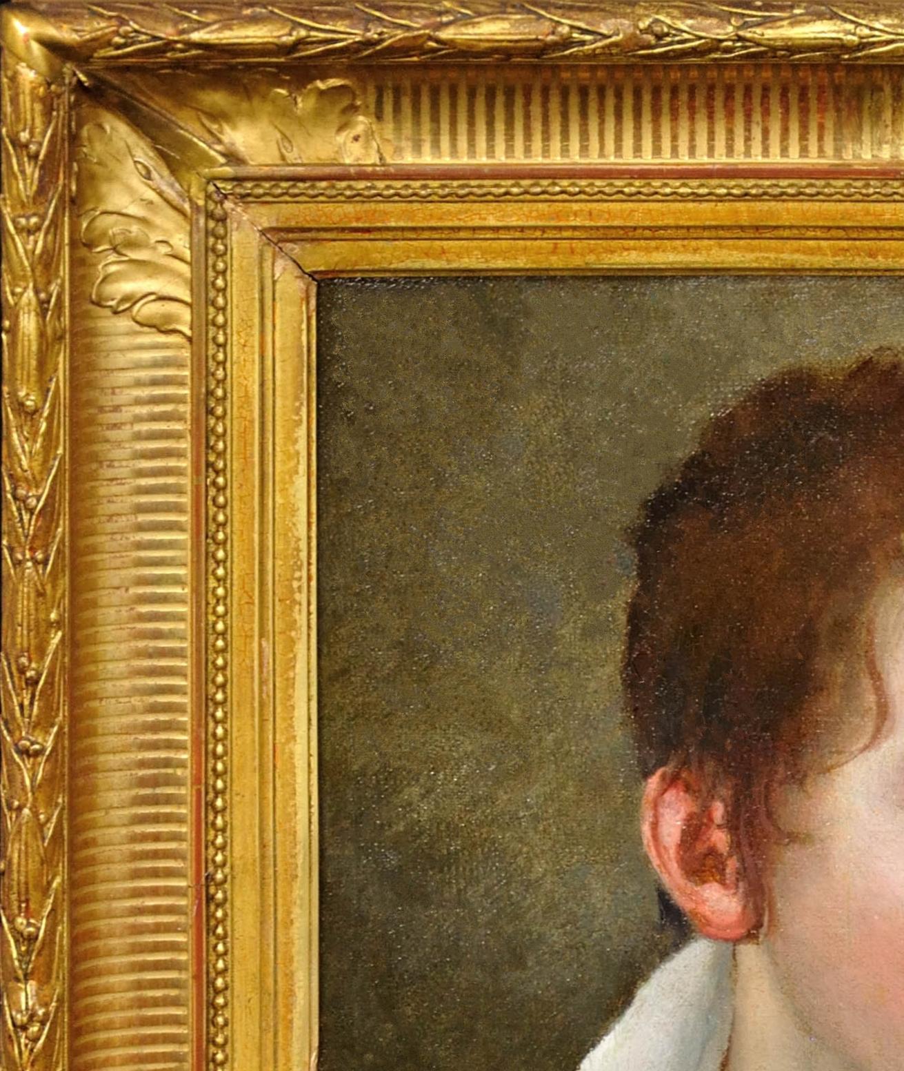 Late 18th Or Early 19th Century Portrait Of La Gamine With Androgynous Charm For Sale 15