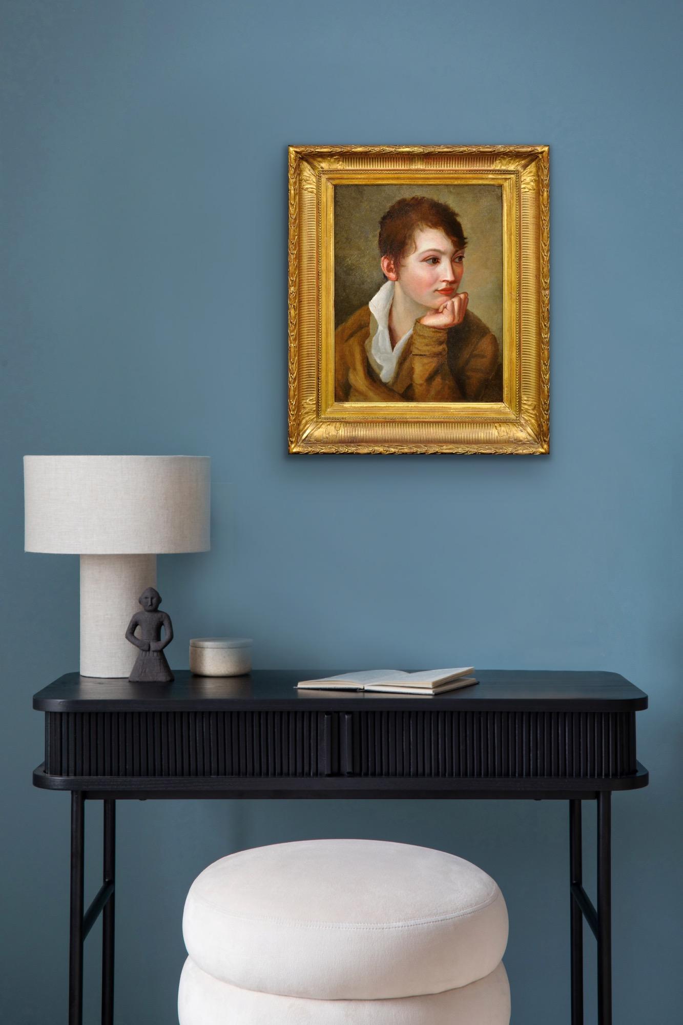 Late 18th Or Early 19th Century Portrait Of La Gamine With Androgynous Charm For Sale 2