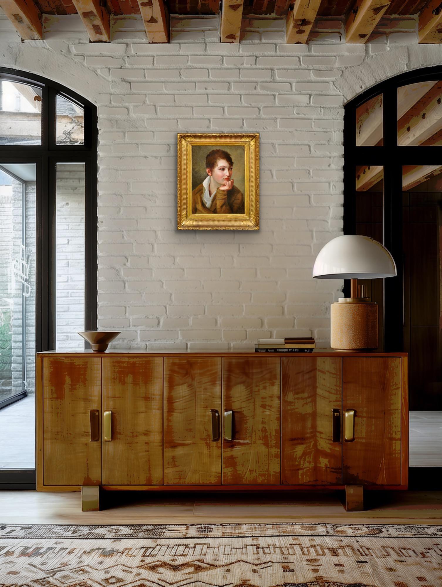 Late 18th Or Early 19th Century Portrait Of La Gamine With Androgynous Charm For Sale 4