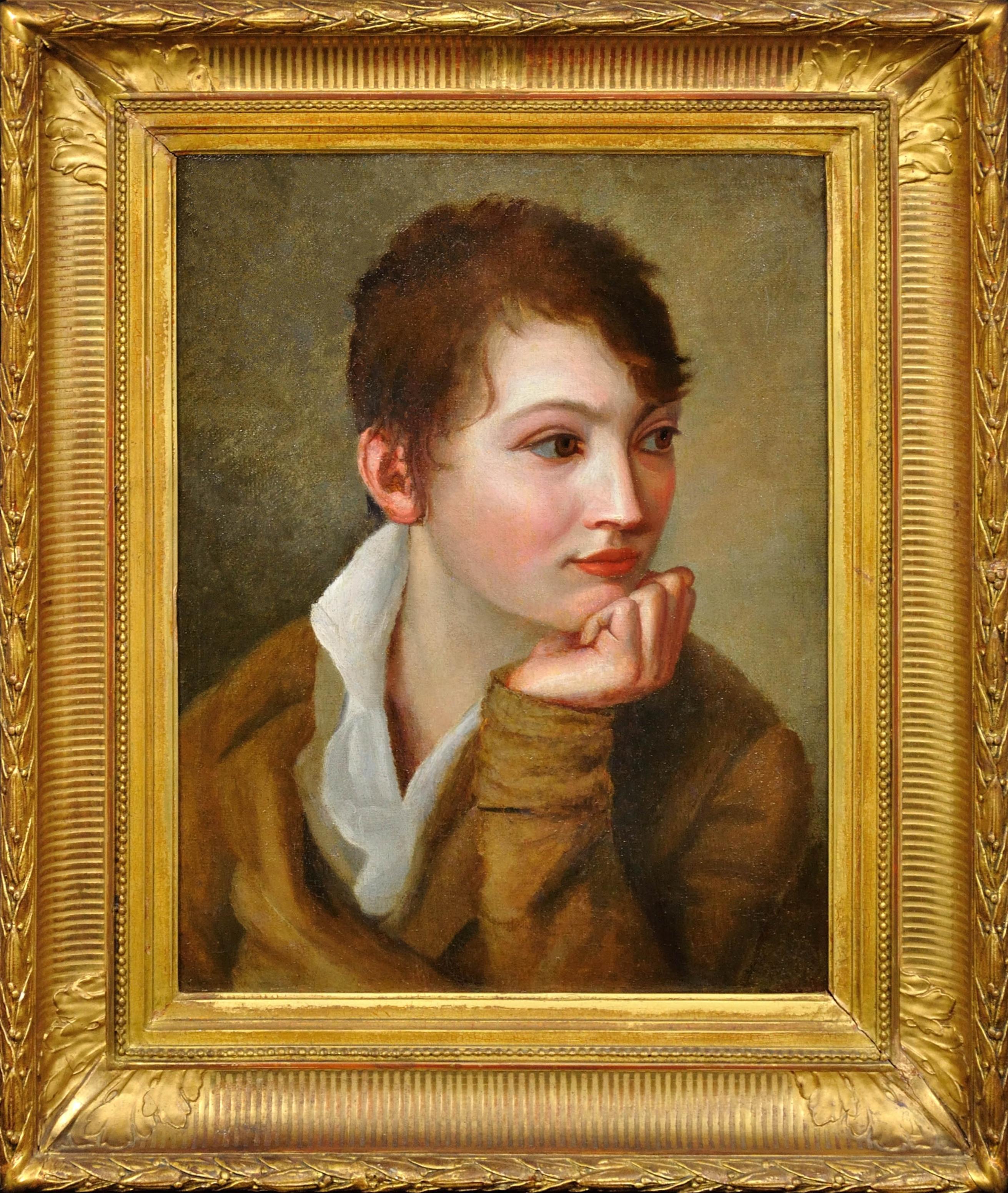 Pierre-Paul Prudhon Portrait Painting - Late 18th Or Early 19th Century Portrait Of La Gamine With Androgynous Charm