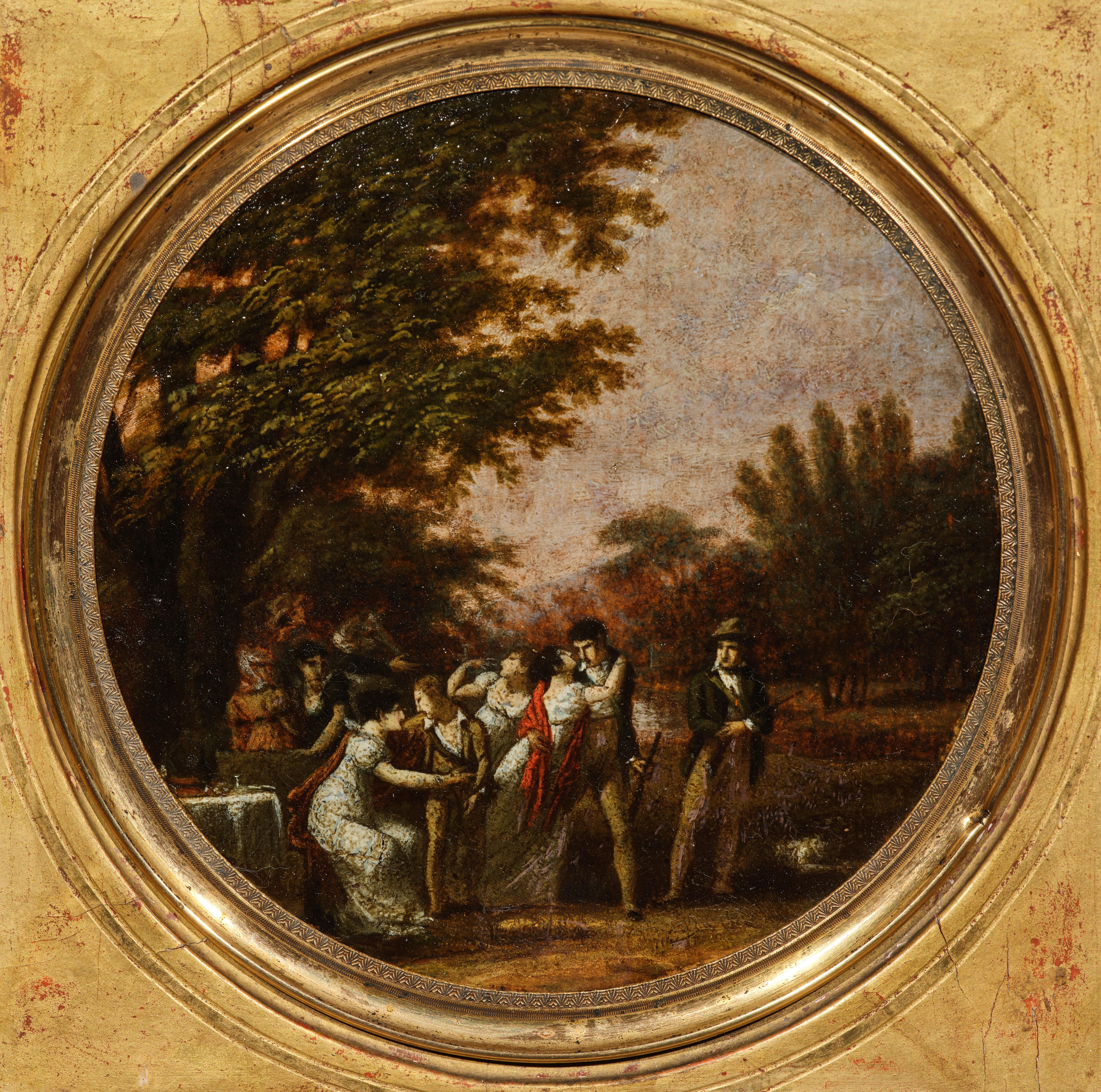 The Departure of Vendéens, une huile sur carton de Pierre-Paul Prud'hon - Painting de Pierre-Paul Prudhon