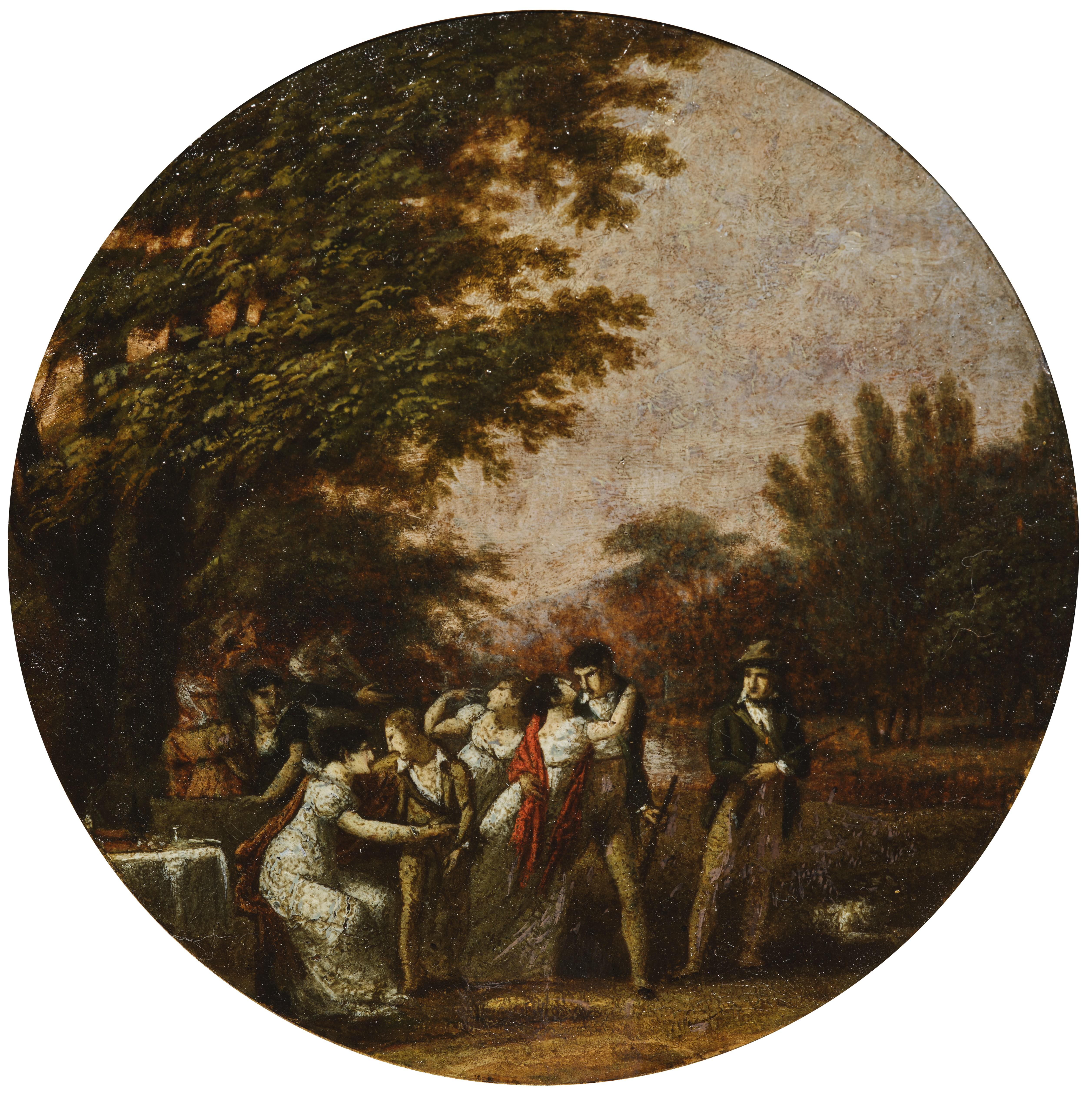 The Departure of Vendéens, une huile sur carton de Pierre-Paul Prud'hon - Maîtres anciens Painting par Pierre-Paul Prudhon