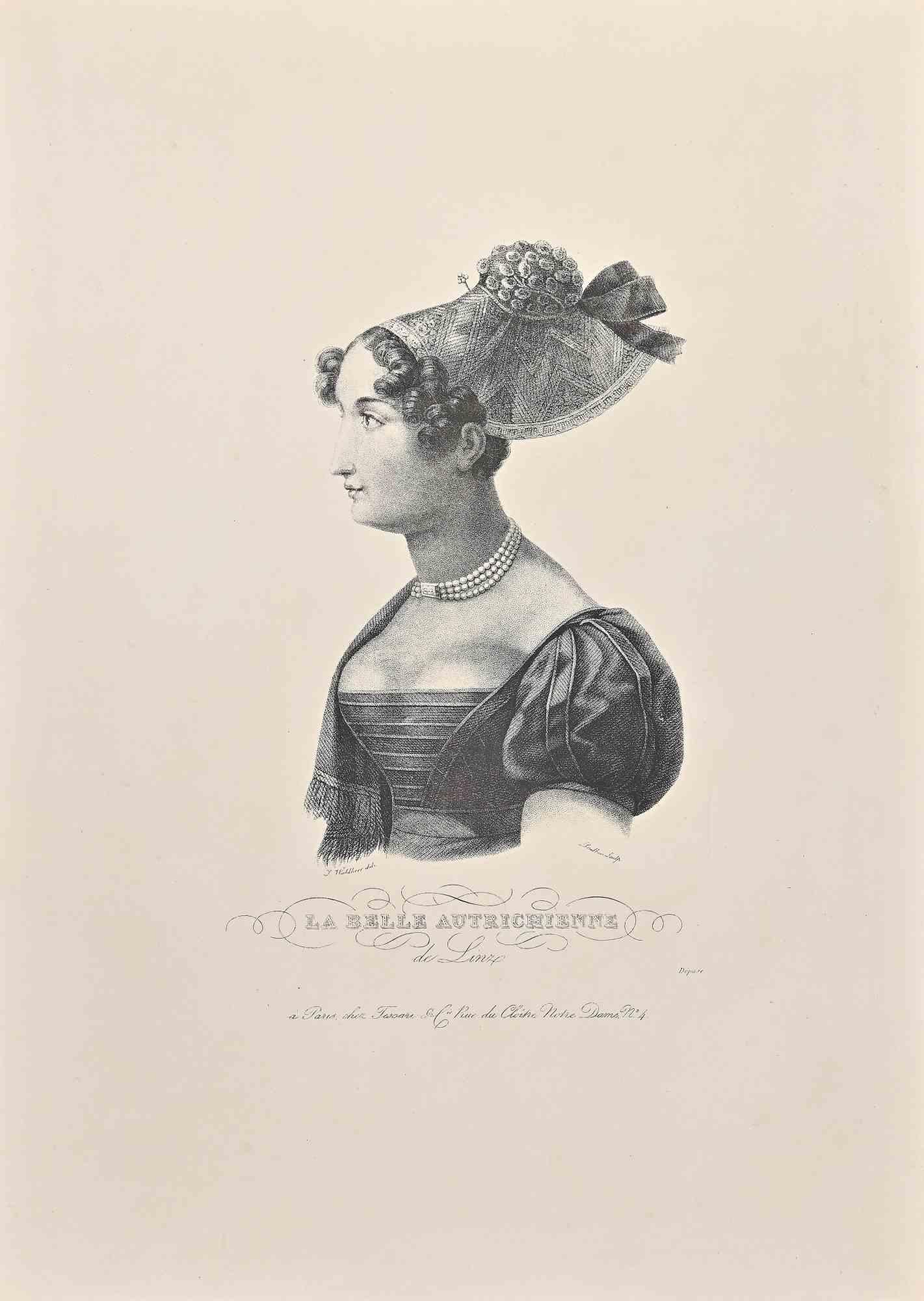 Pierre-Paul Prudhon Figurative Print - La Belle Autrichenne - Etching by P.Paul Prud'hon - Early 19th Century