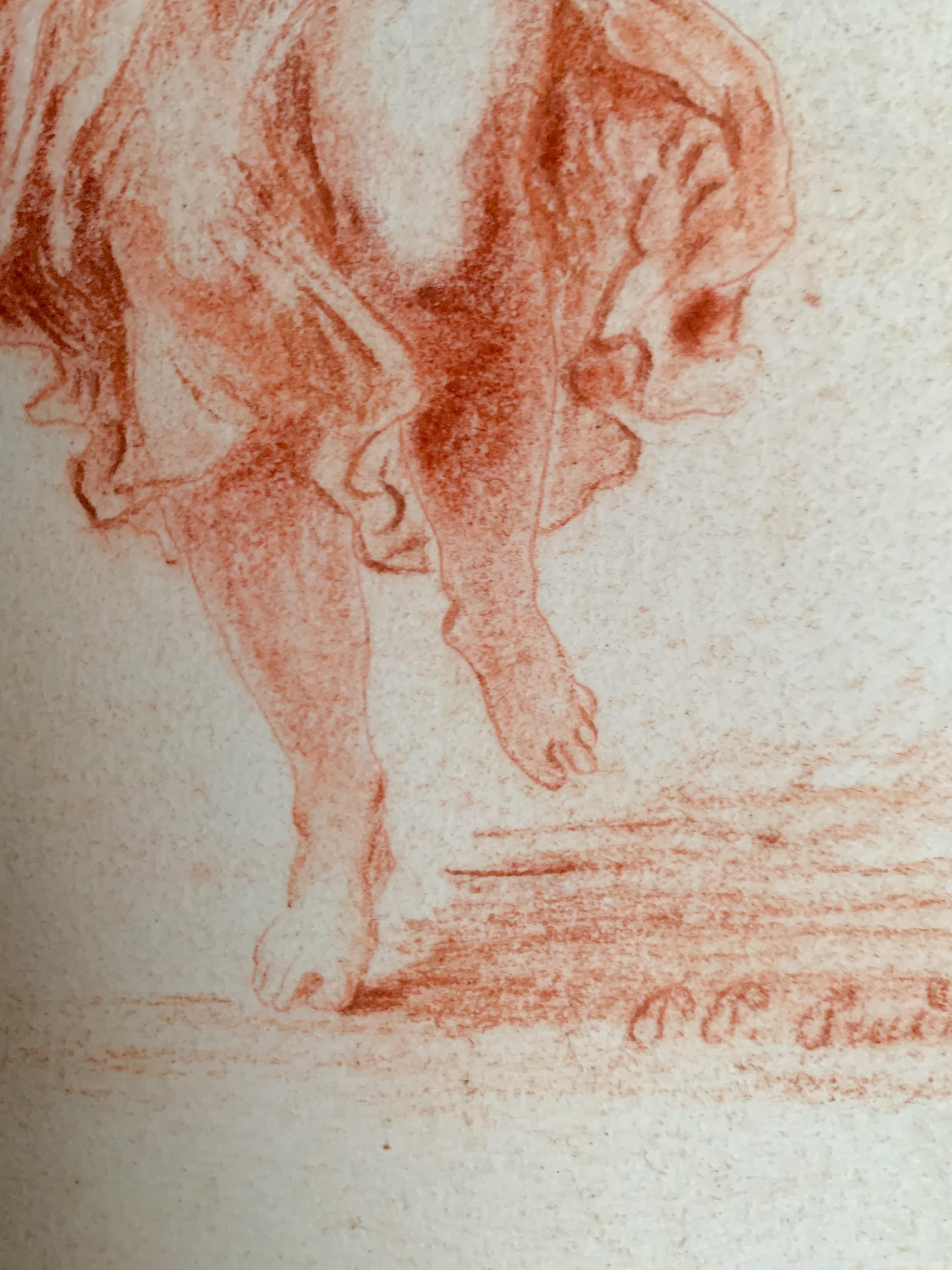French Pierre Paul Prud’hon « Womand Dancing and Playing Music » Drawing 19th Century