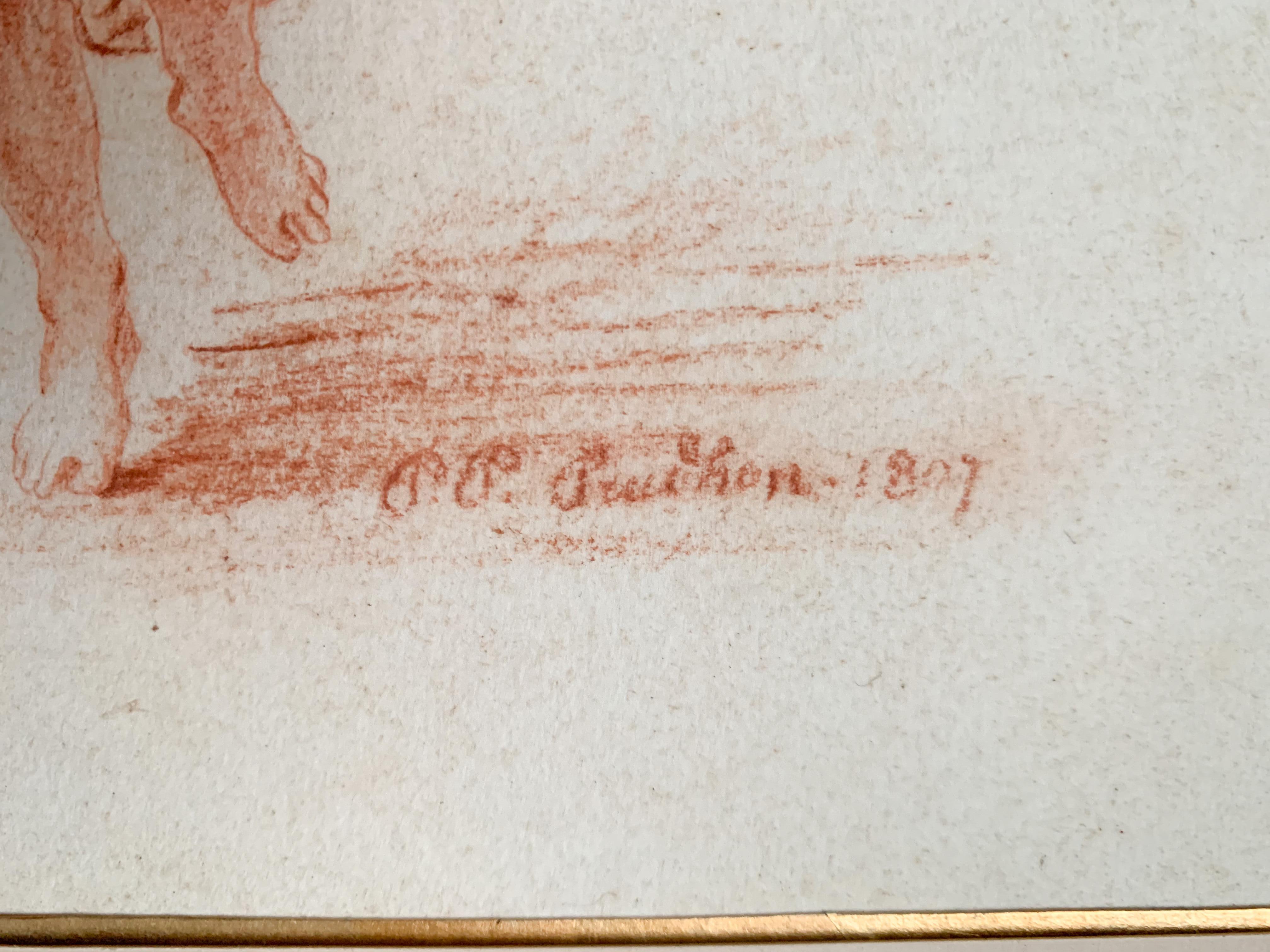 Pierre Paul Prud’hon « Womand Dancing and Playing Music » Drawing 19th Century In Good Condition In Beuzevillette, FR