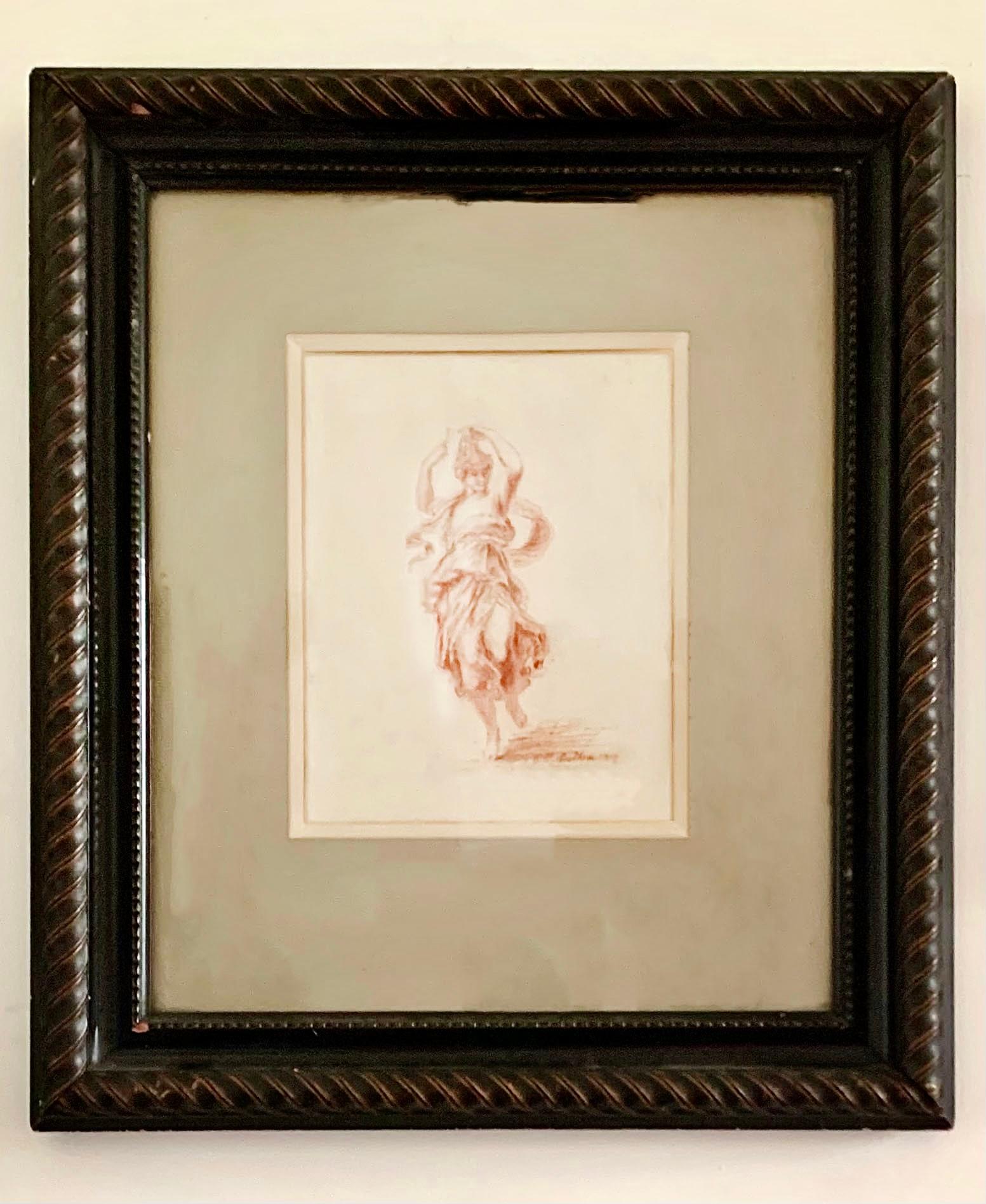 Pierre Paul Prud’hon « Womand Dancing and Playing Music » Drawing 19th Century 2