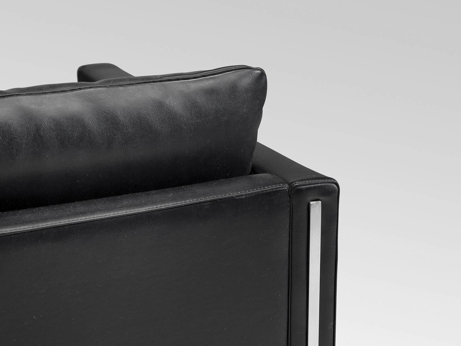 Mid-20th Century Pierre Paulin for Artifort Sofa in Black Leatherette