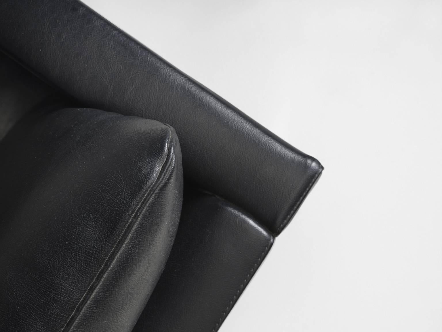 Steel Pierre Paulin for Artifort Sofa in Black Leatherette