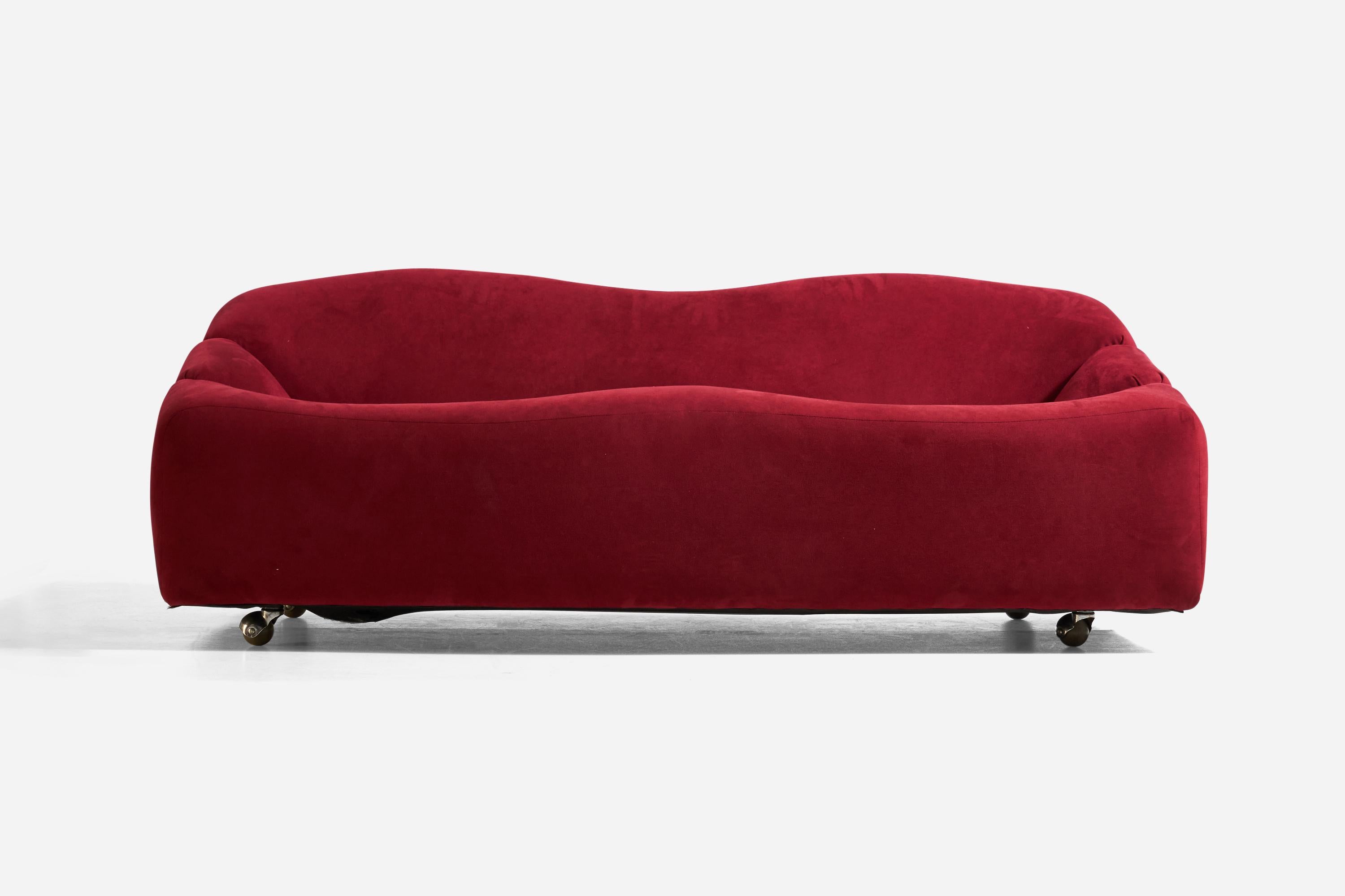 Pierre Paulin, ABCD-Sofa, roter Samt, Bein, Niederlande, 1960er Jahre (Niederländisch) im Angebot