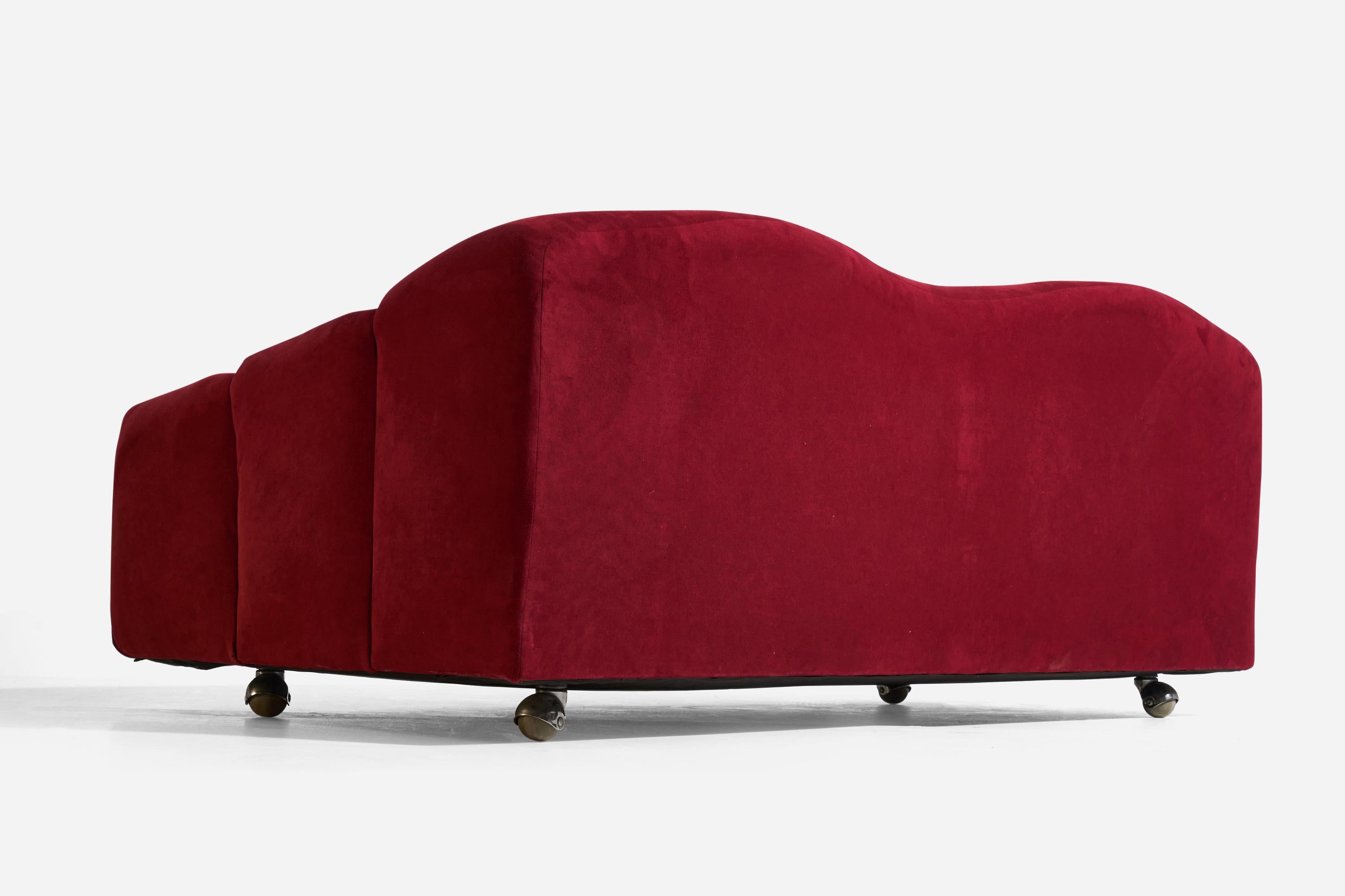 Pierre Paulin, ABCD-Sofa, roter Samt, Bein, Niederlande, 1960er Jahre im Zustand „Gut“ im Angebot in High Point, NC