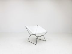 Pierre Paulin AP-14 Silla Mariposa "Anneau", Nueva Piel de Silla Blanca, AP Polak