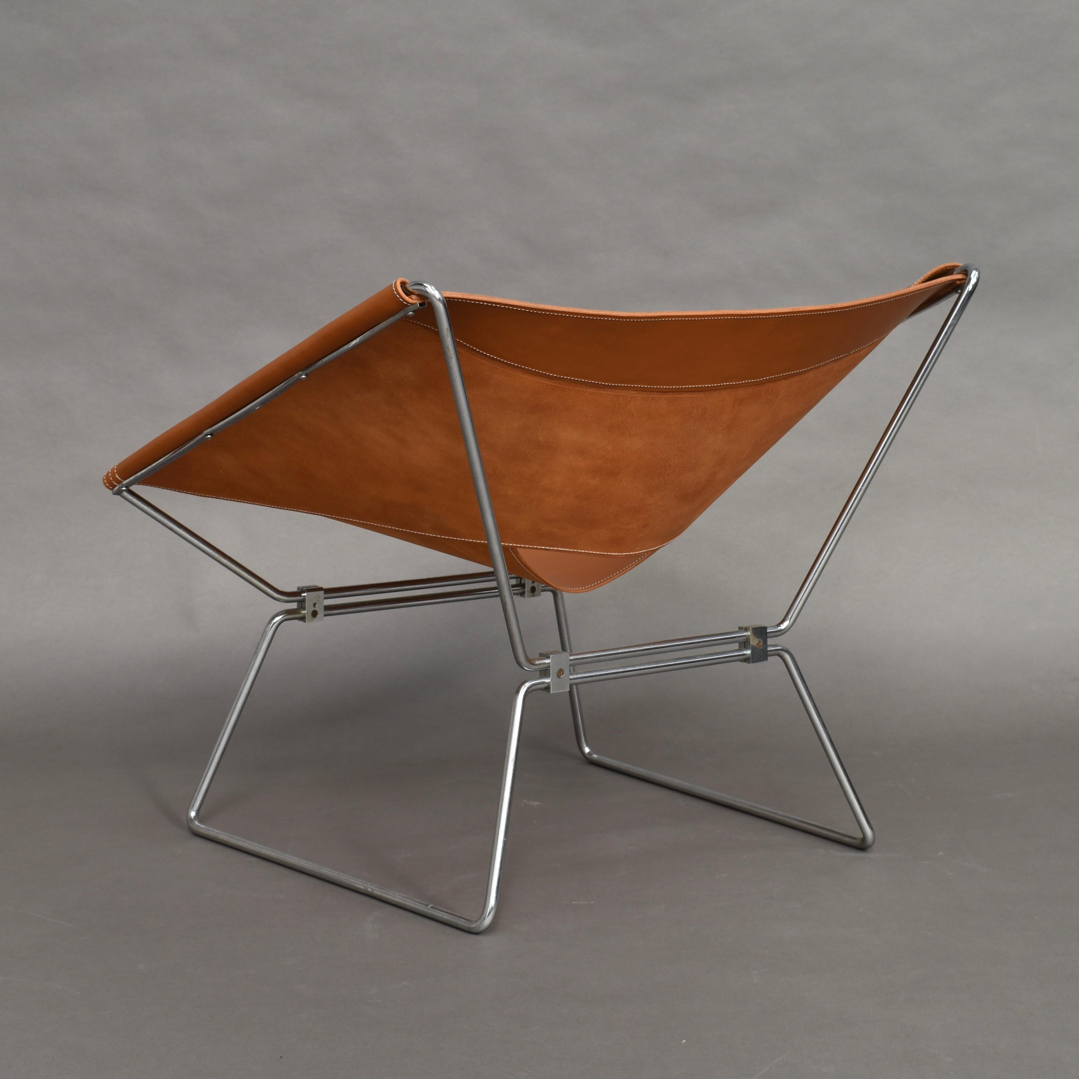 Pierre Paulin AP-14 'Anneau' Butterfly Chair with New Saddle Leather, 1950s 5