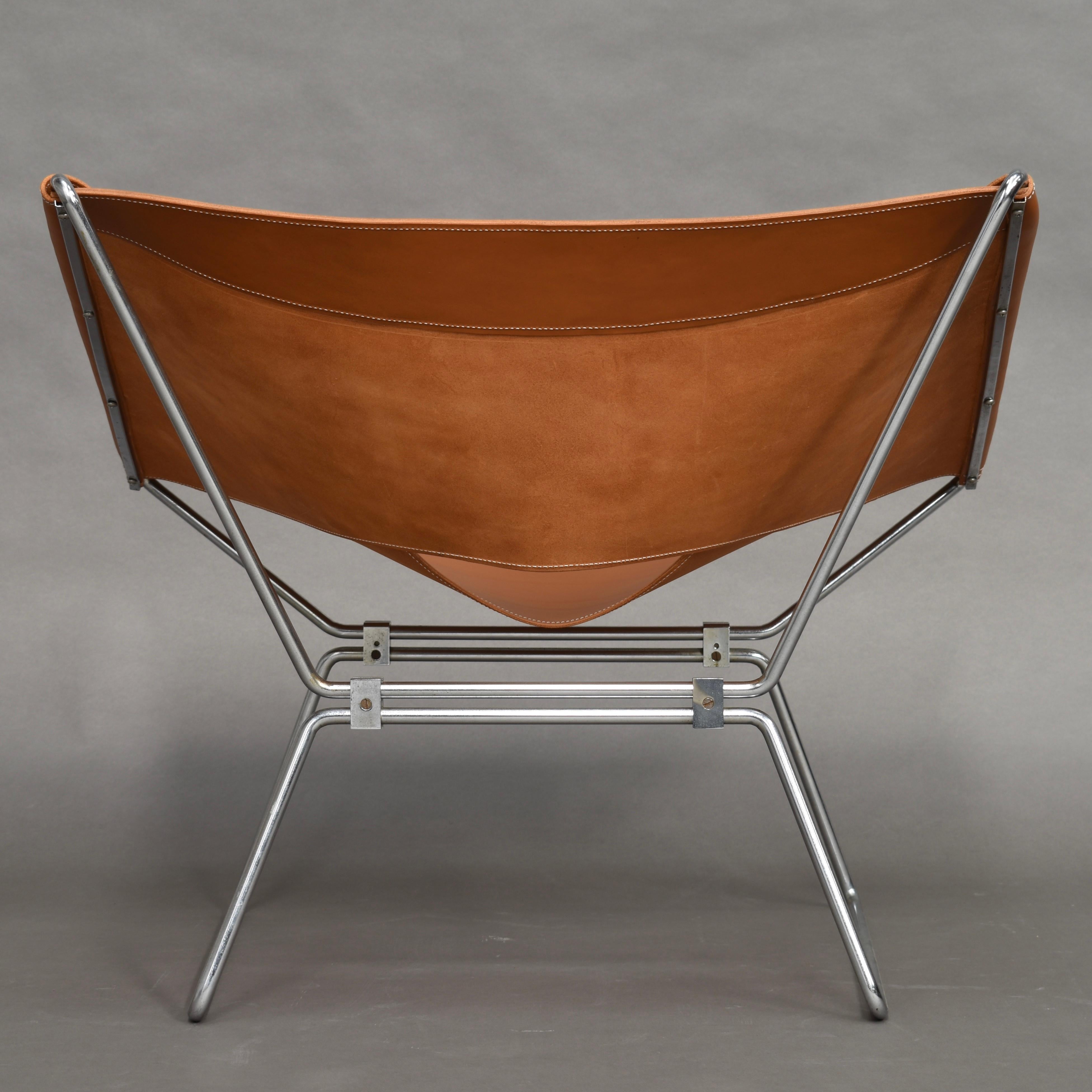 Fauteuil papillon Anneau AP-14 de Pierre Paulin en cuir de selle neuf, années 1950 6