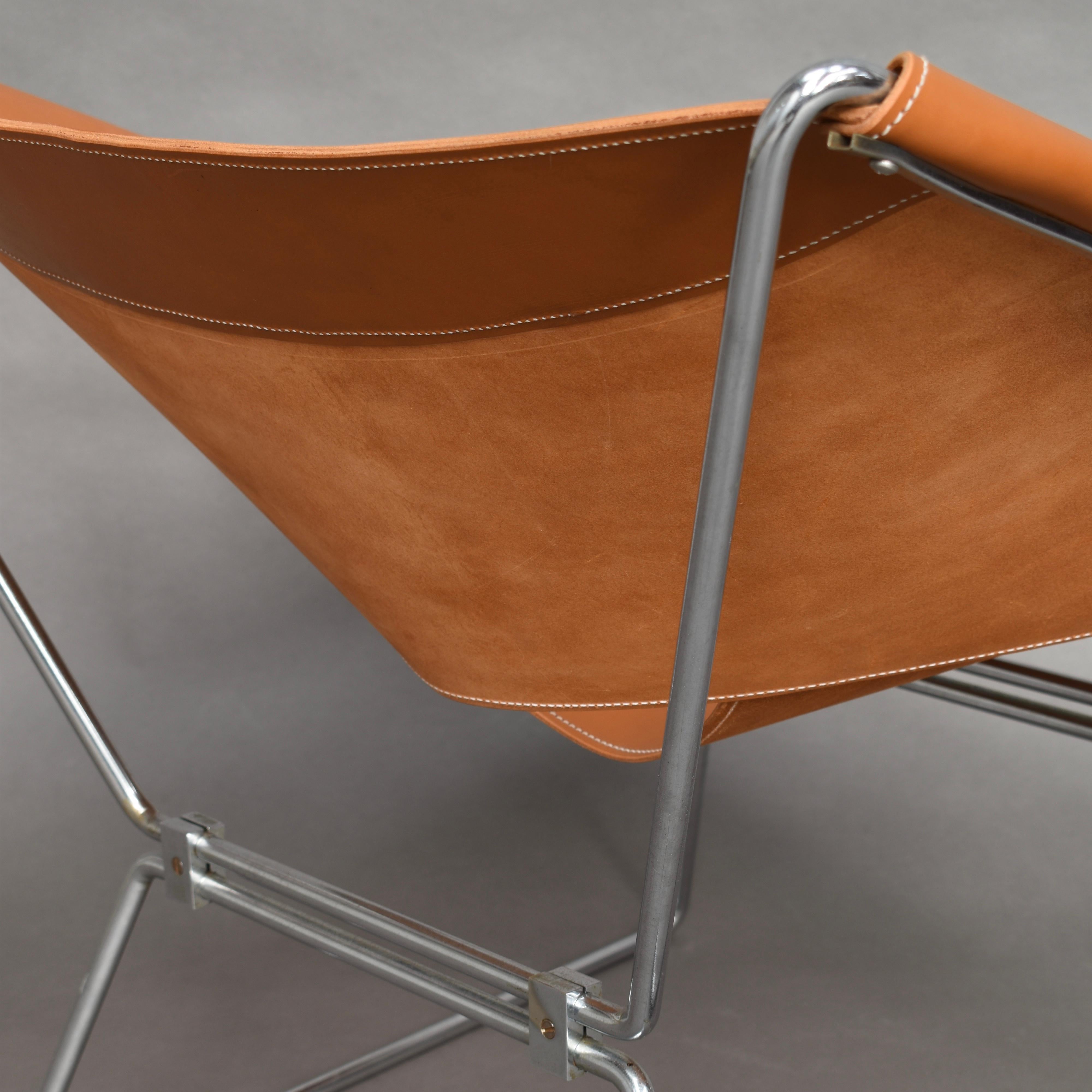 Fauteuil papillon Anneau AP-14 de Pierre Paulin en cuir de selle neuf, années 1950 8