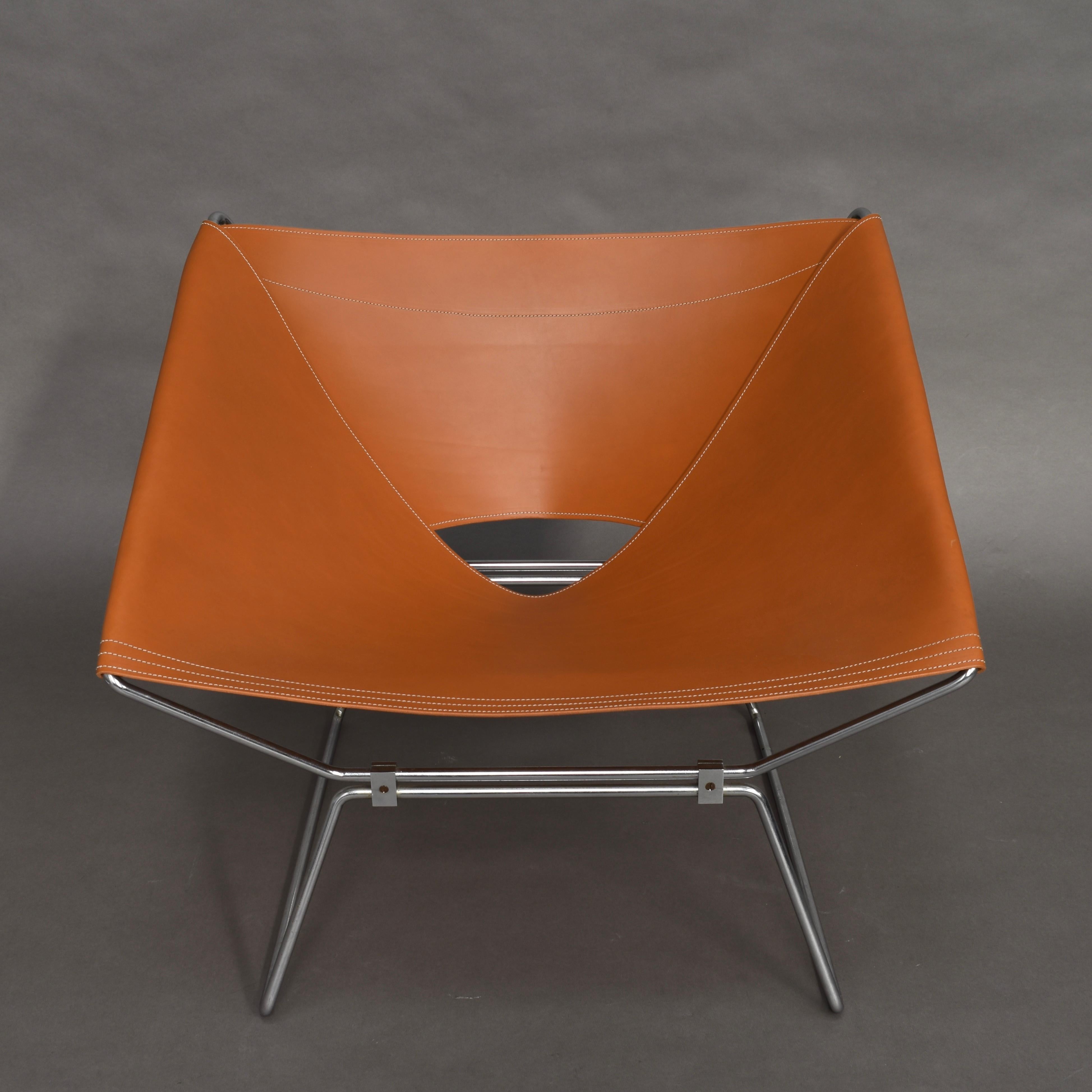 Pierre Paulin AP-14 'Anneau' Butterfly Chair with New Saddle Leather, 1950s 3