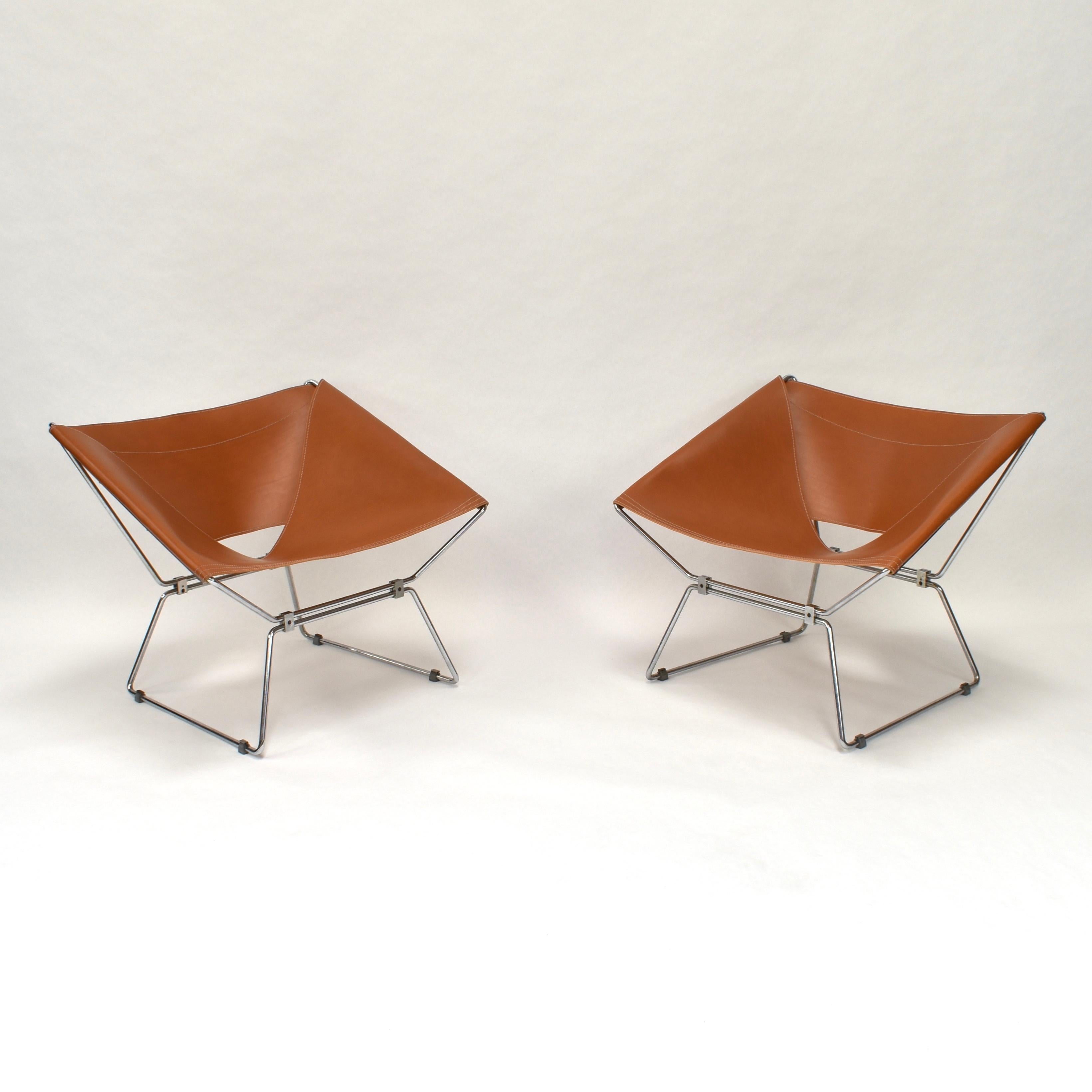 1x Pierre Paulin AP-14 'Anneau' Butterfly Chair with New Saddle Leather, 1950s 4