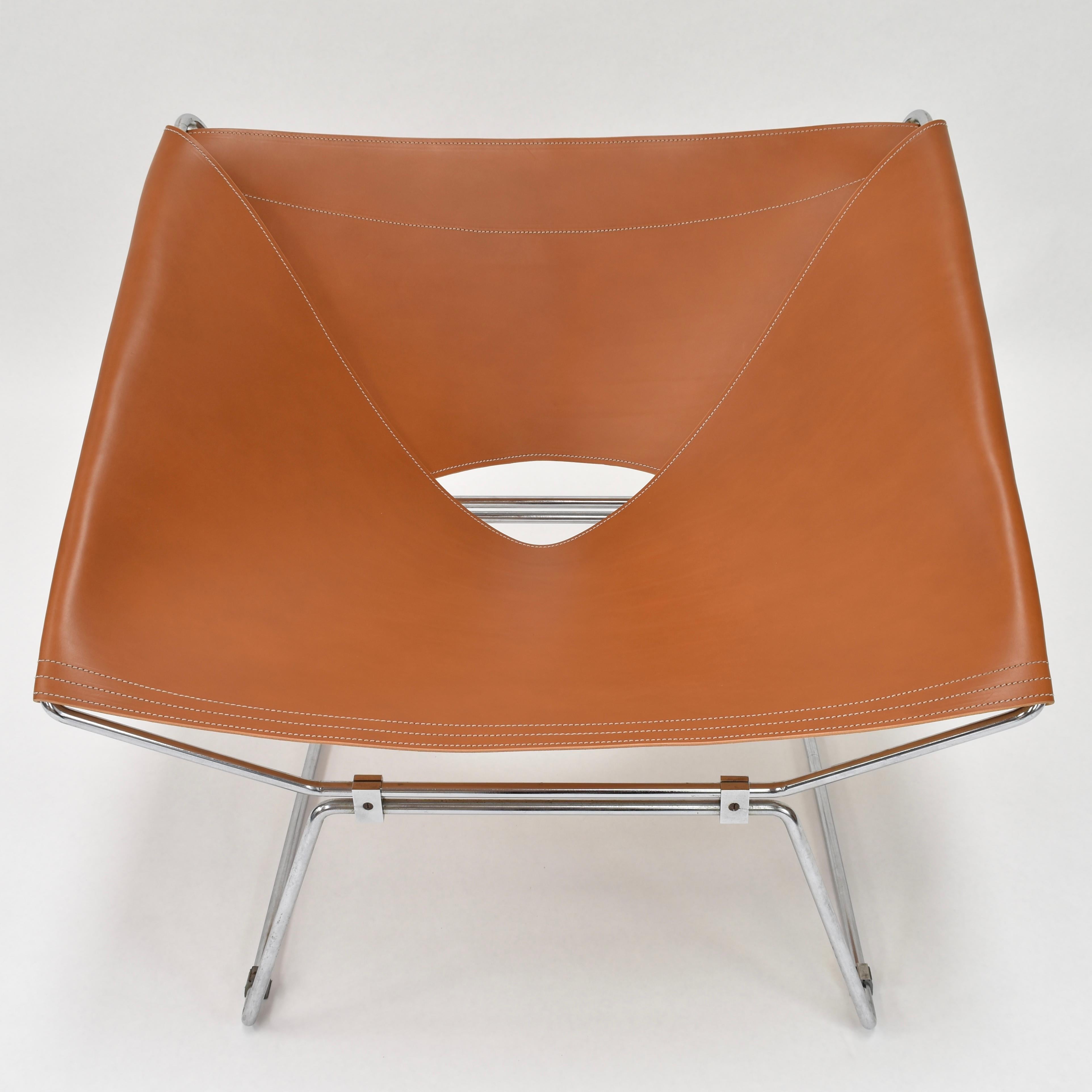 1x Pierre Paulin AP-14 'Anneau' Butterfly Chair with New Saddle Leather, 1950s 11