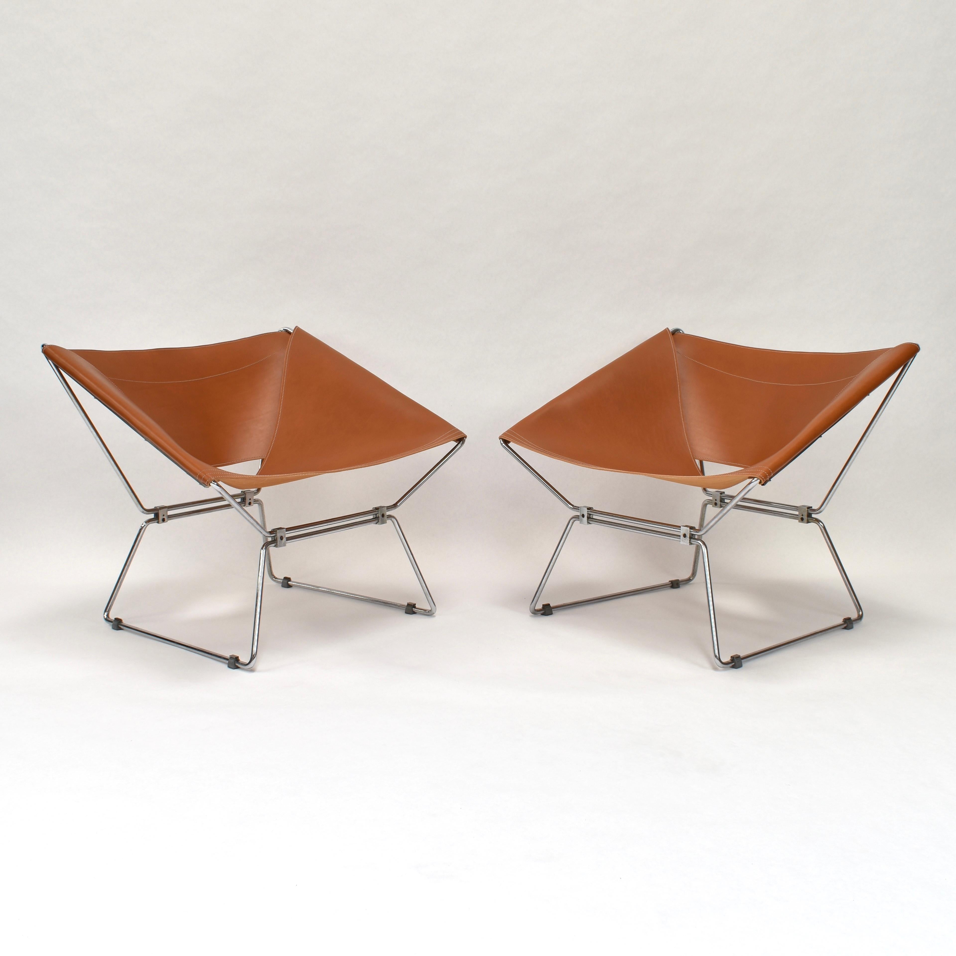 1x Pierre Paulin AP-14 'Anneau' Butterfly Chair with New Saddle Leather, 1950s 3