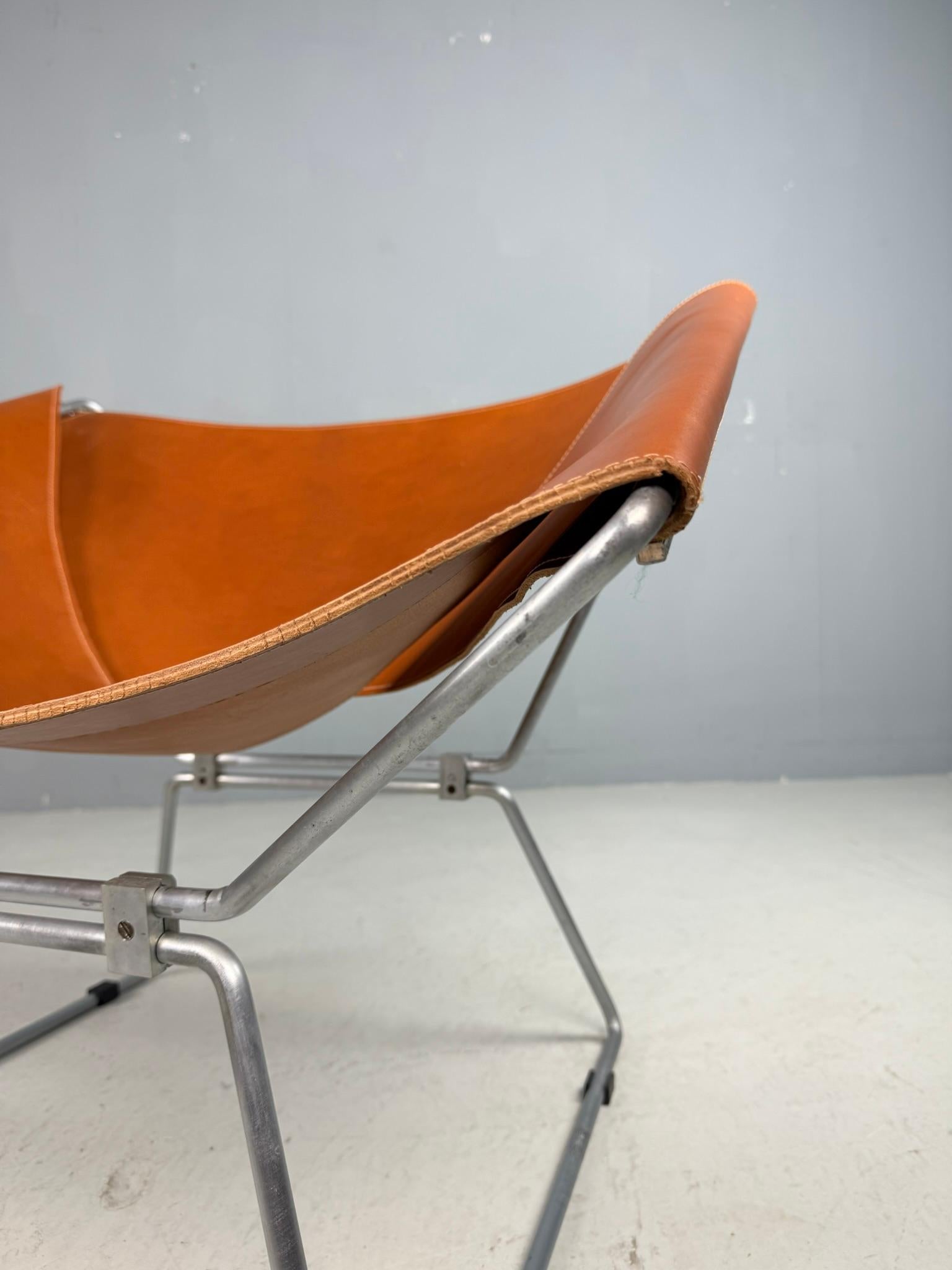 Pierre Paulin AP-14 cognacfarbener Ledersessel für A. Polak, 1955 im Angebot 12