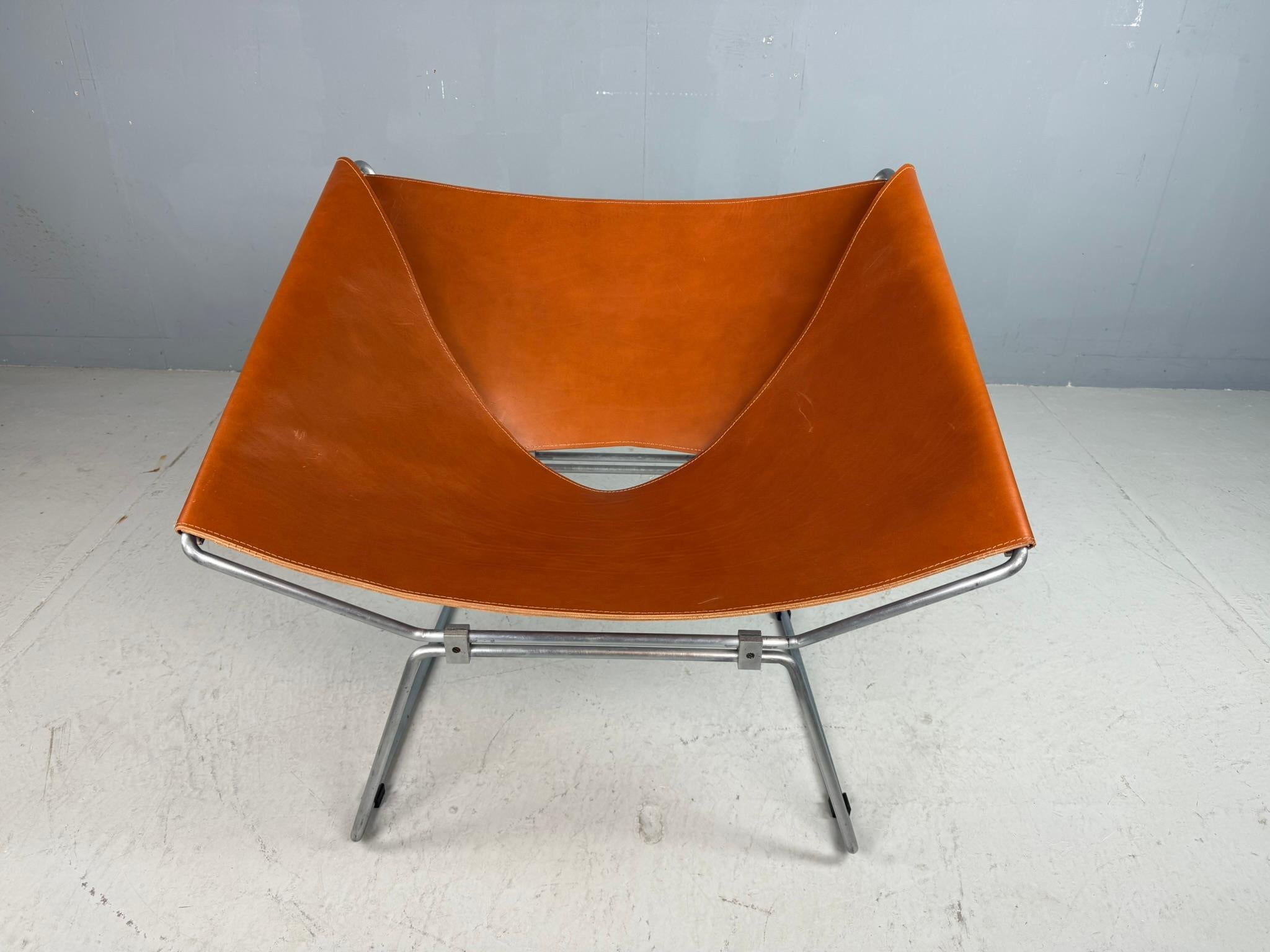 Pierre Paulin AP-14 cognacfarbener Ledersessel für A. Polak, 1955 im Angebot 13