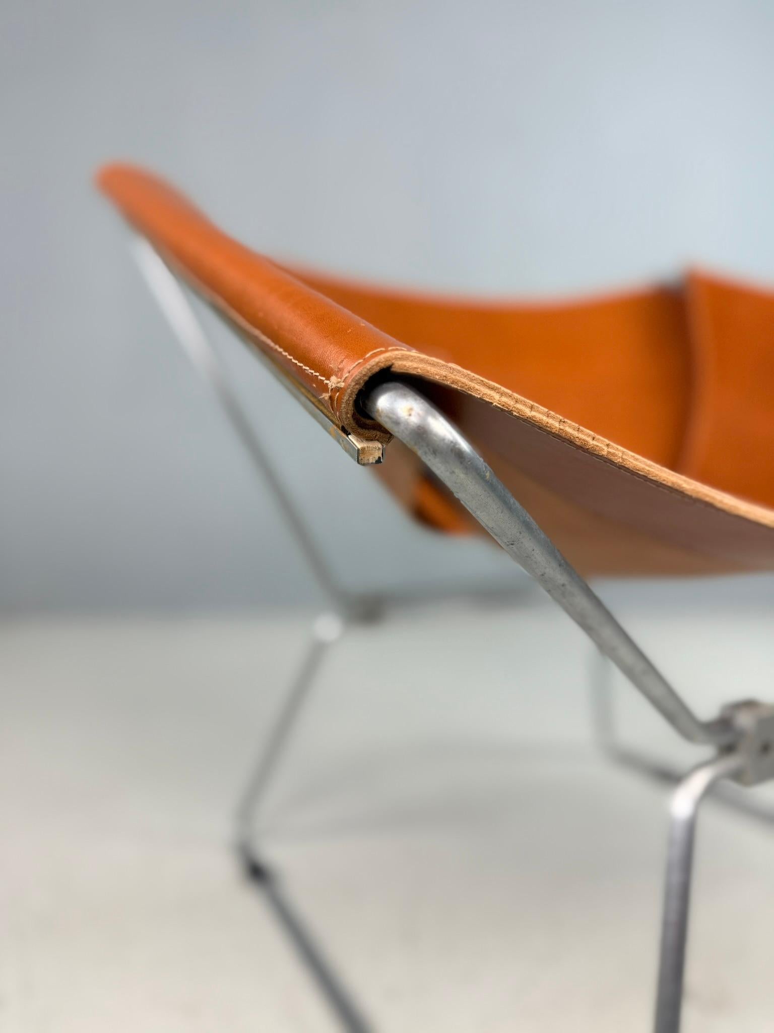 Pierre Paulin AP-14 cognacfarbener Ledersessel für A. Polak, 1955 im Angebot 14