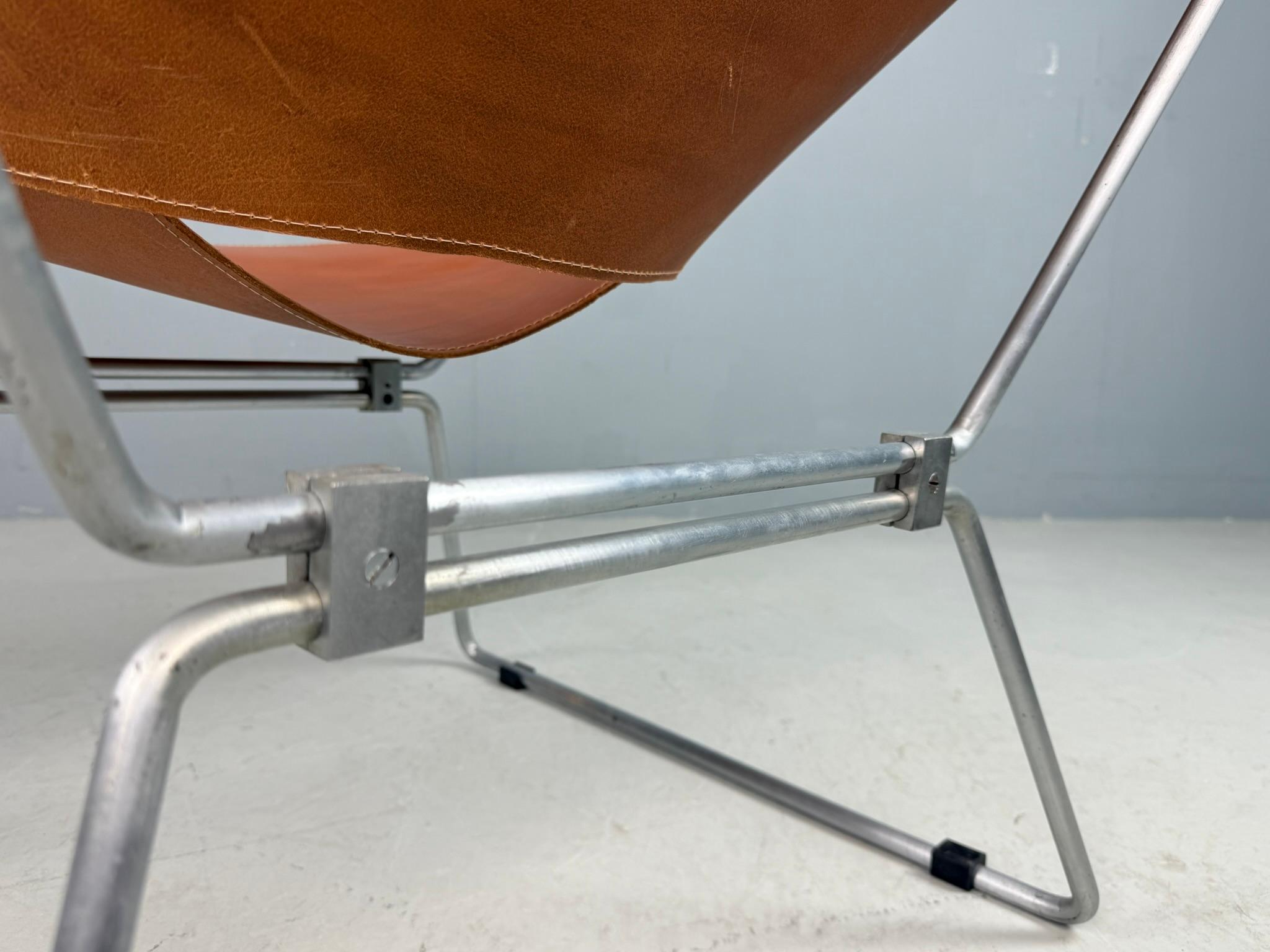 Pierre Paulin AP-14 cognacfarbener Ledersessel für A. Polak, 1955 im Angebot 1