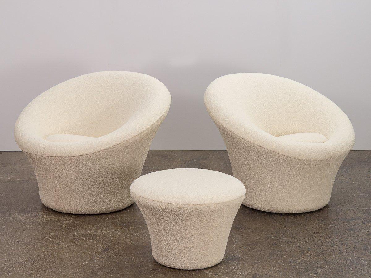 Mid-20th Century Pierre Paulin Artifort Mushroom Lounge Chairs with Ottoman