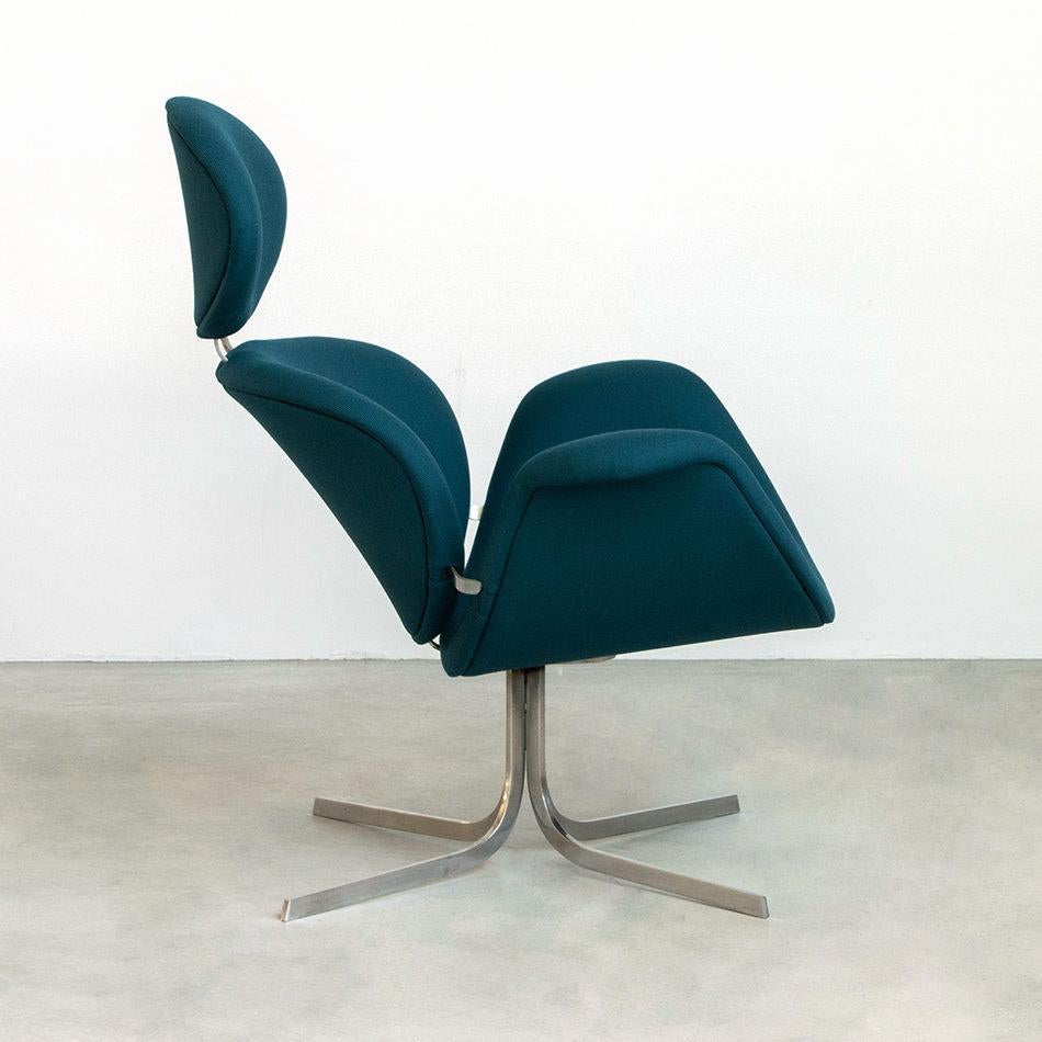 Mid-Century Modern Pierre Paulin Big Tulip F551 Lounge Chair in Petrol Wool for Artifort