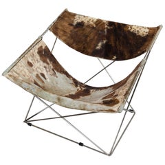 Pierre Paulin Butterfly Chair in Brown and White Cowhide