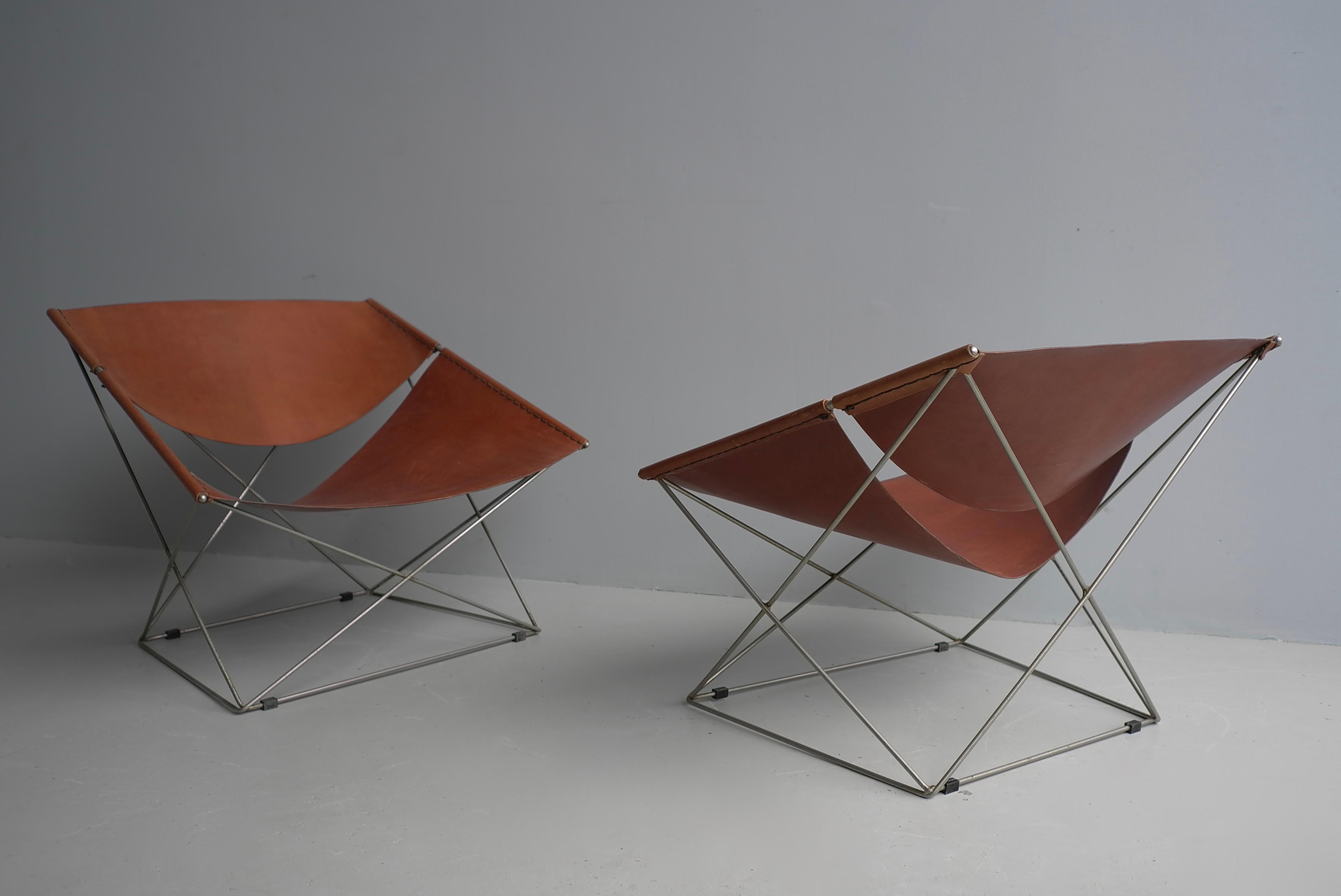 Pierre Paulin Butterfly Lounge Chairs Modell F675, Artifort Niederlande 1963 (Stahl) im Angebot