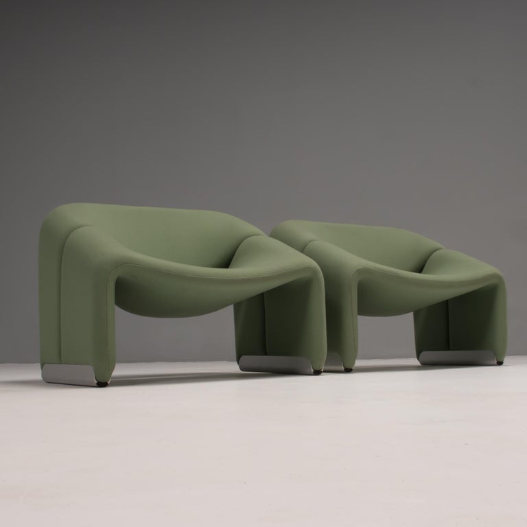 Pierre Paulin by Artifort Pale Green Fabric F598 Groovy Chair, Set of Two 1