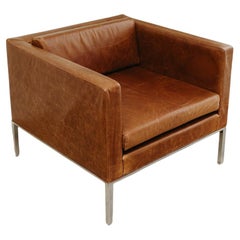 Pierre Paulin cognac leather chair, F446