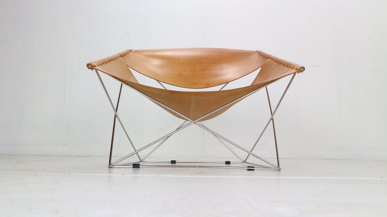 pierre-paulin-cognac-leather-f675-butterfly-lounge-chair-for