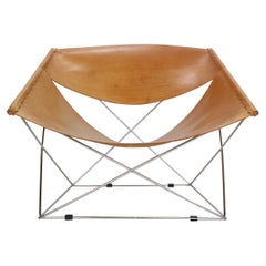 Pierre Paulin Cognac Leather "F675- Butterfly" Lounge Chair For Artifort, 1963