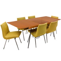 Pierre Paulin Dining Chairs and Gerard Guermonprez Extension Table France, 1950s