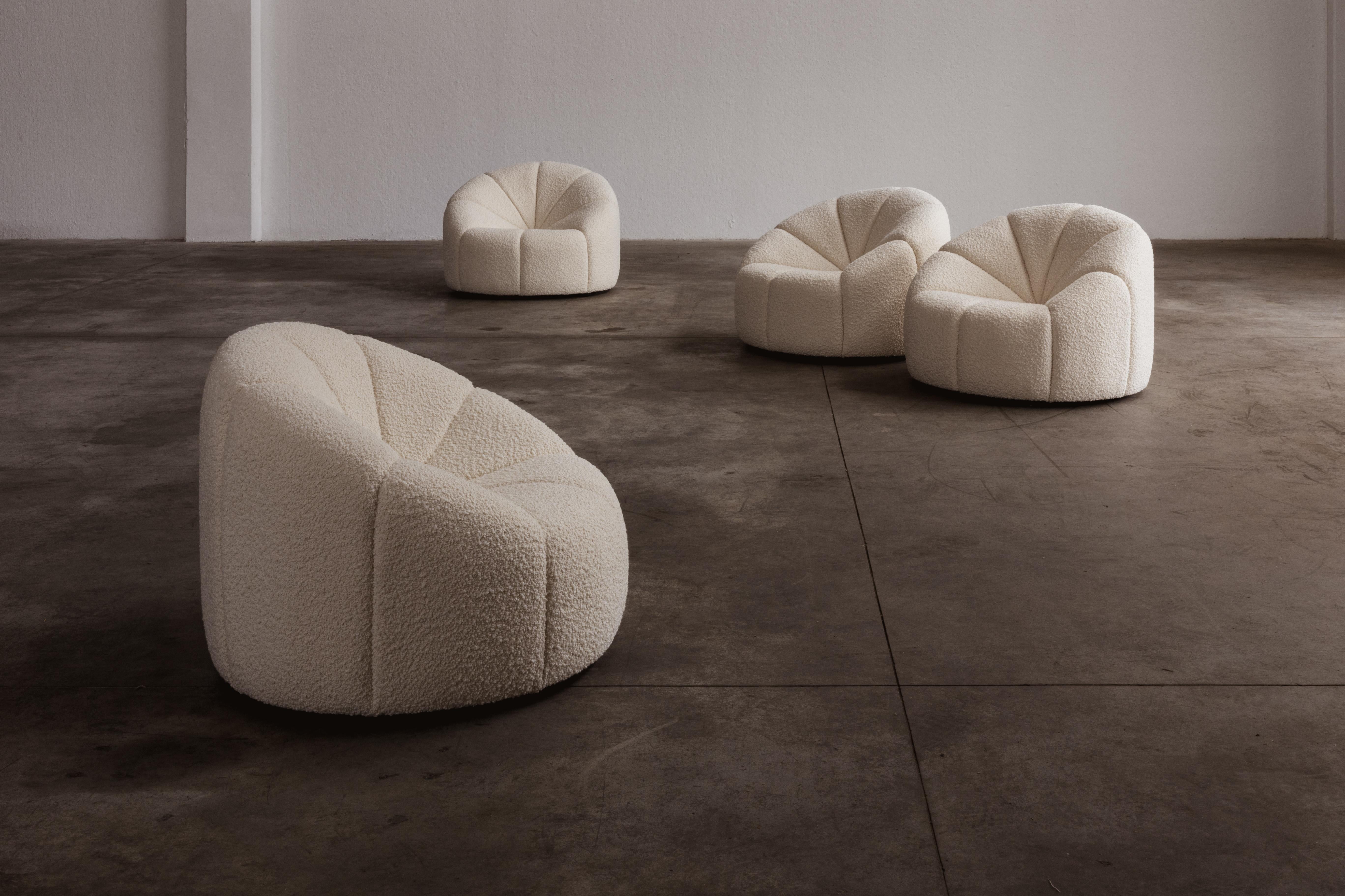 Bouclé Pierre Paulin “Elysée” Chairs, 1972, Set of 4