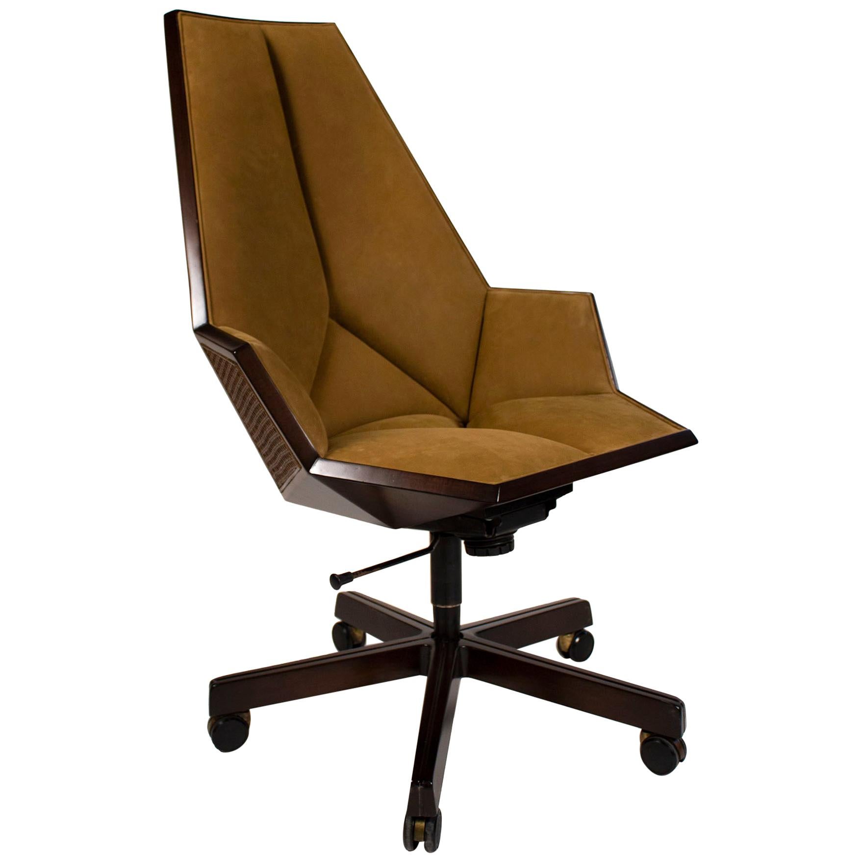 Pierre Paulin Executive Chair Model 1031 for Baker in Cane Mahogany & Suede